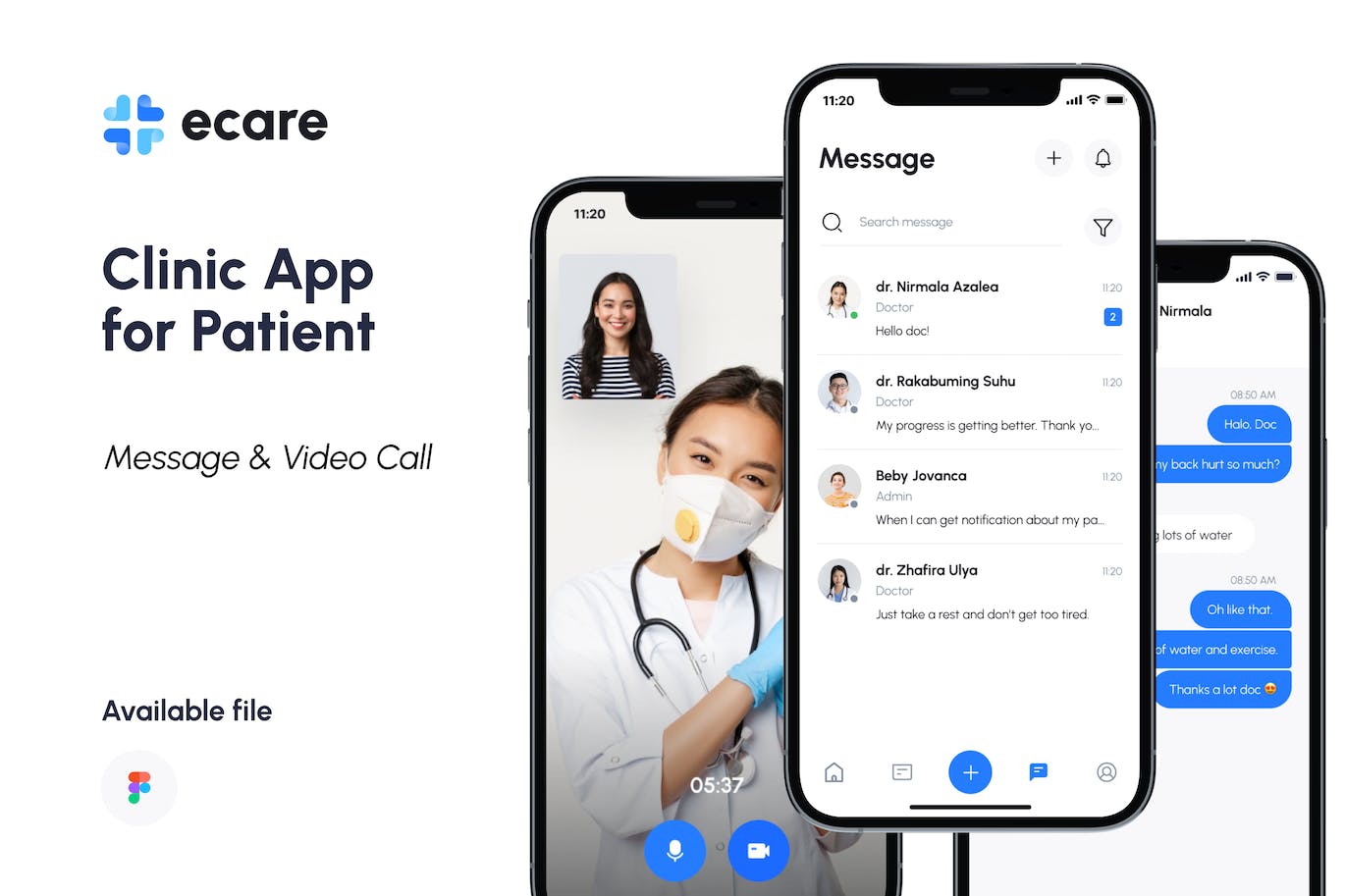 用于患者信息和视频通话的诊所应用APP UI KIT