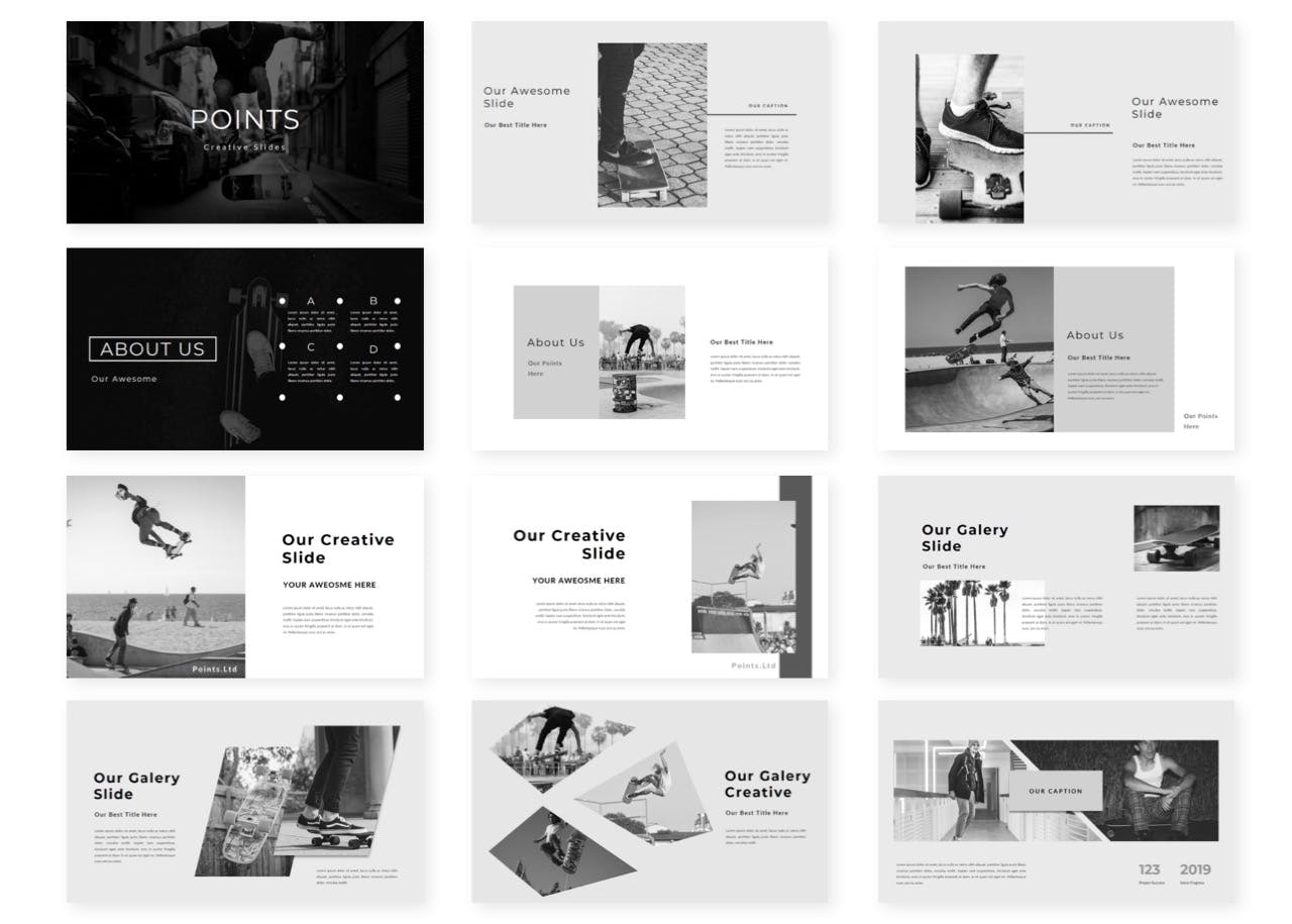 黑白个性PPT模板下载[PPTX]