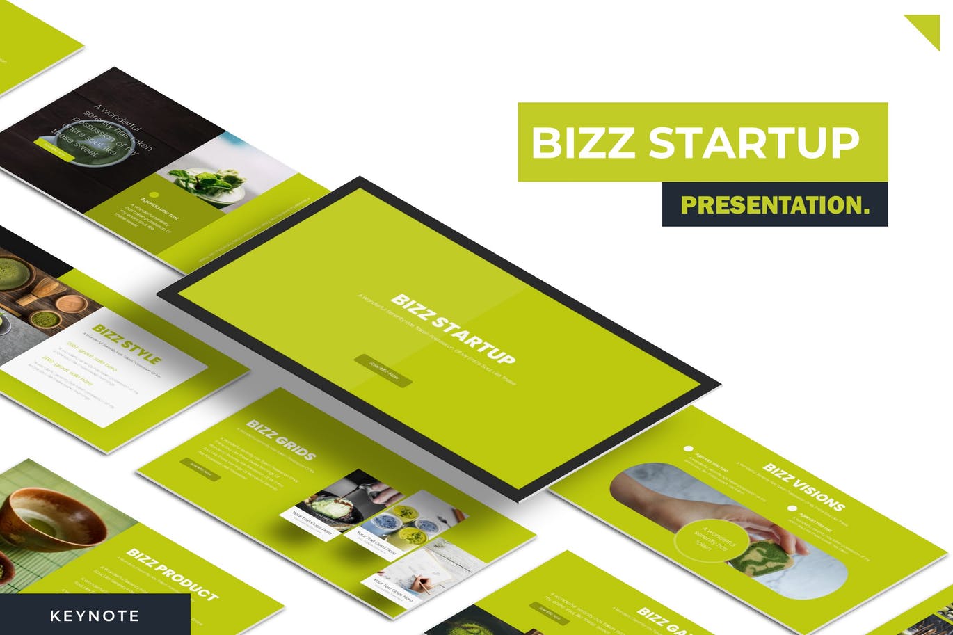 清新绿色抹茶配色的Google Slides谷歌幻灯片演示模板（pptx）