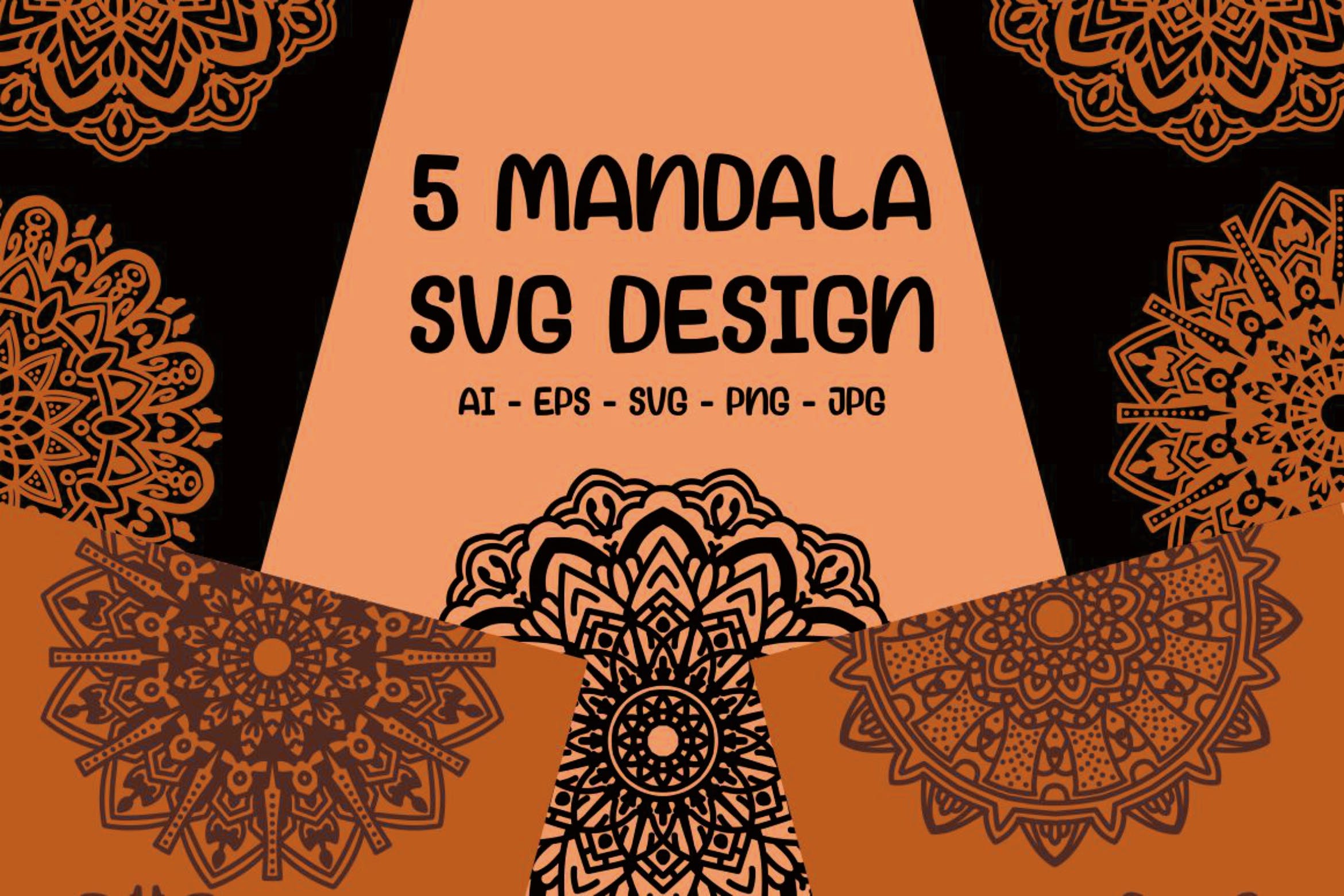 5个曼荼罗装饰图案Svg设计素材 5 Mandala Svg Design