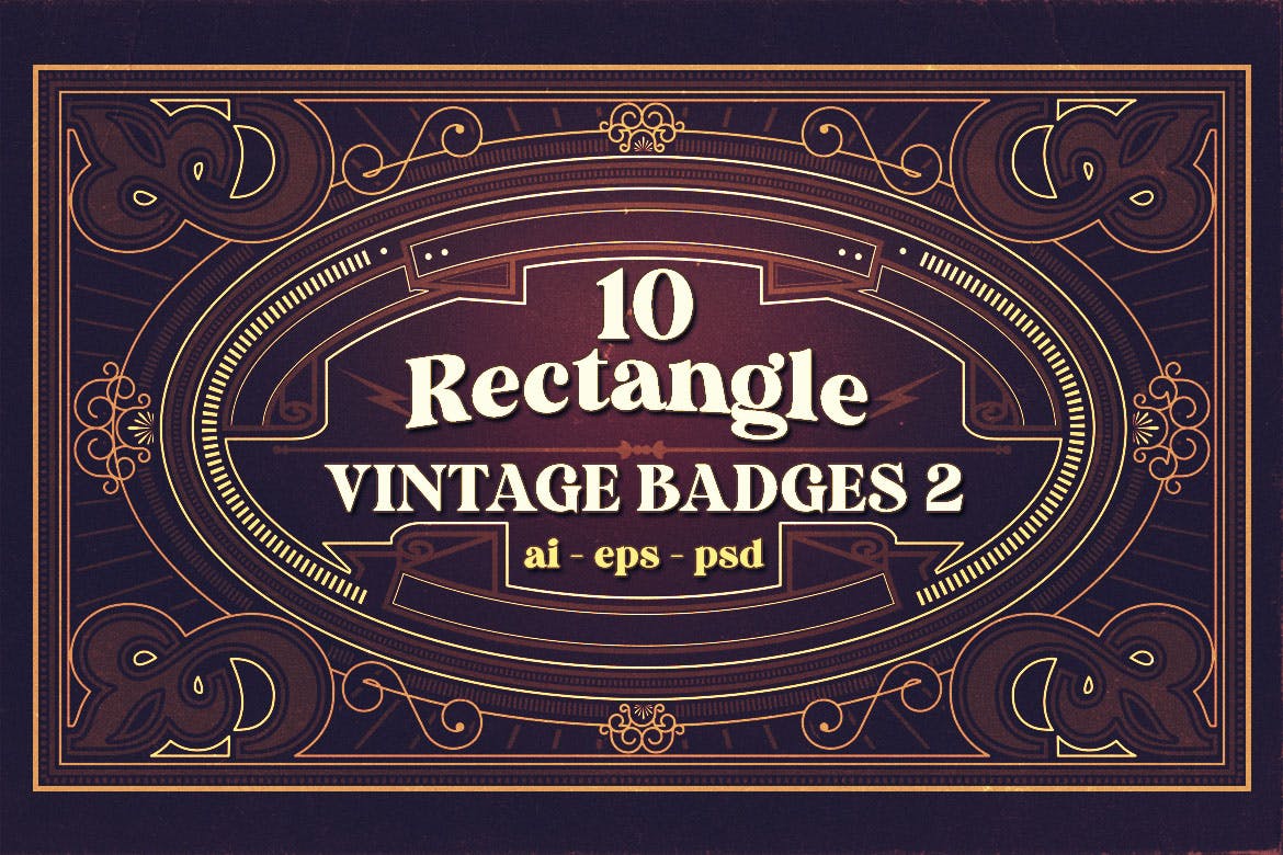 10个长方形复古徽章设计模板 10 Rectangle Vintage Badges 2