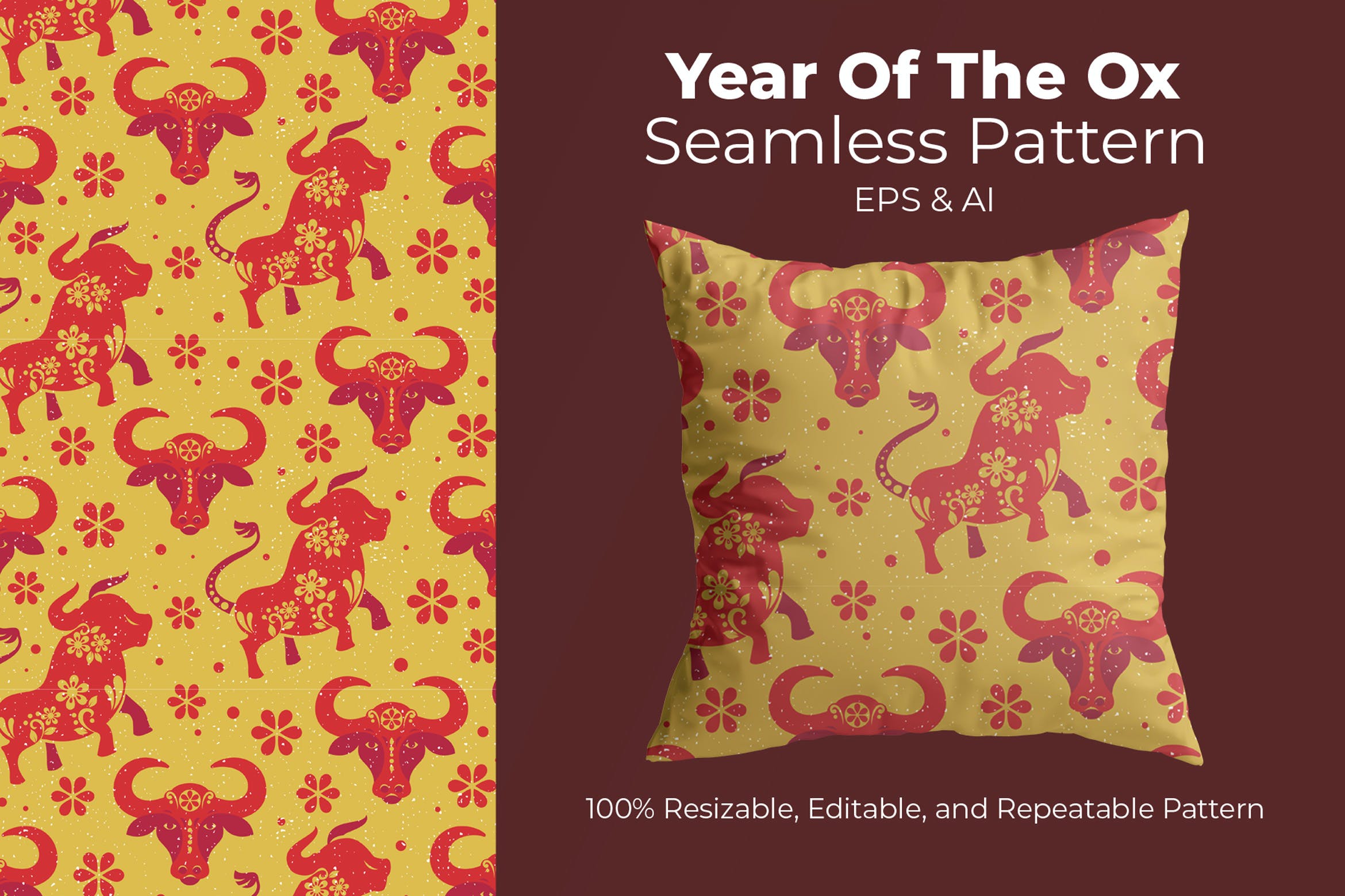 牛年枕头图案素材v3 Year Of The Ox Vol3 – pattern
