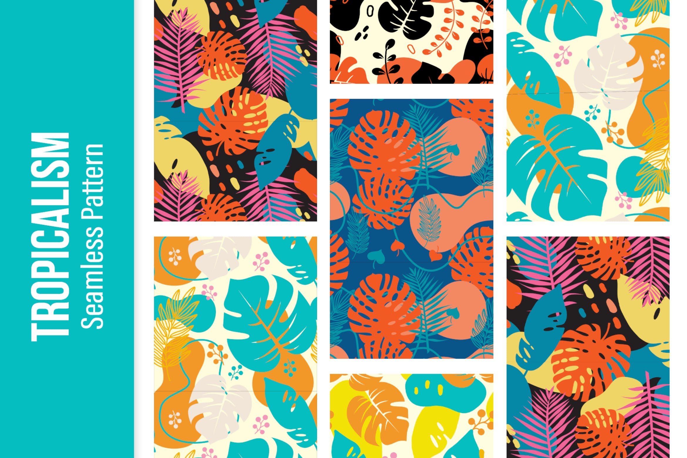 5款热带主义夏季无缝图案素材 Tropicalism – 5 Tropic Seamless Pattern
