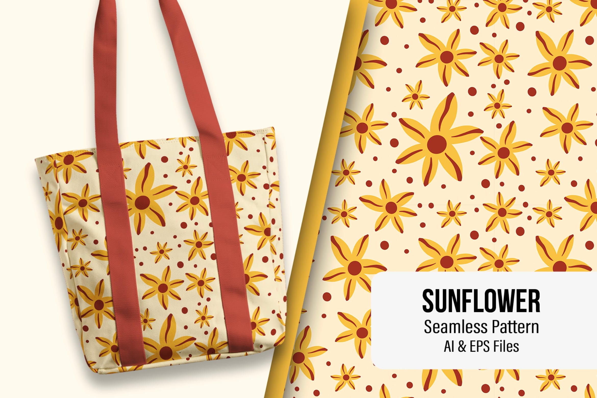 黄色向日葵无缝图案素材 Sunflower – Seamless Pattern
