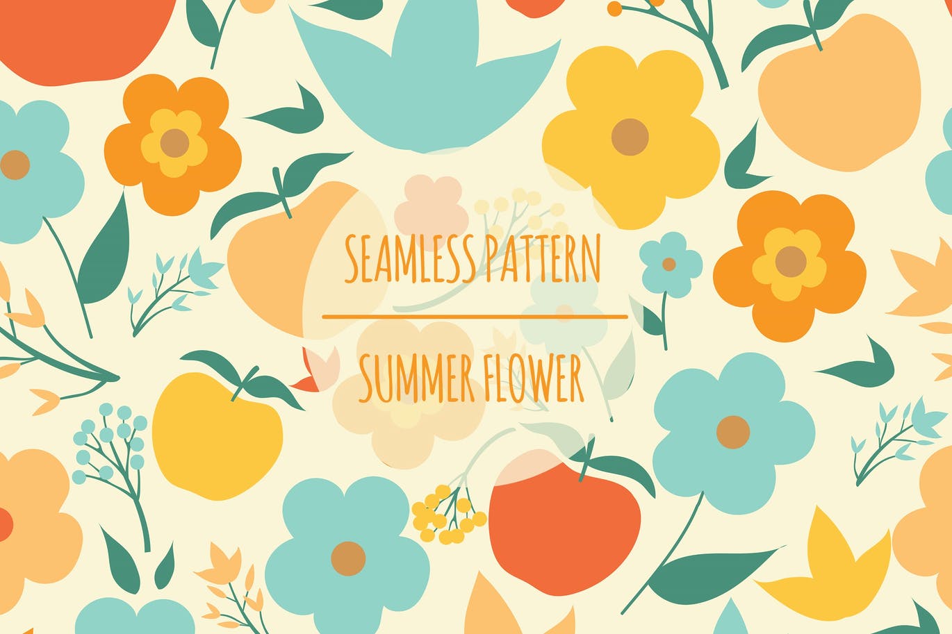 夏季花卉无缝图案矢量素材 Summer Flower – Seamless Pattern