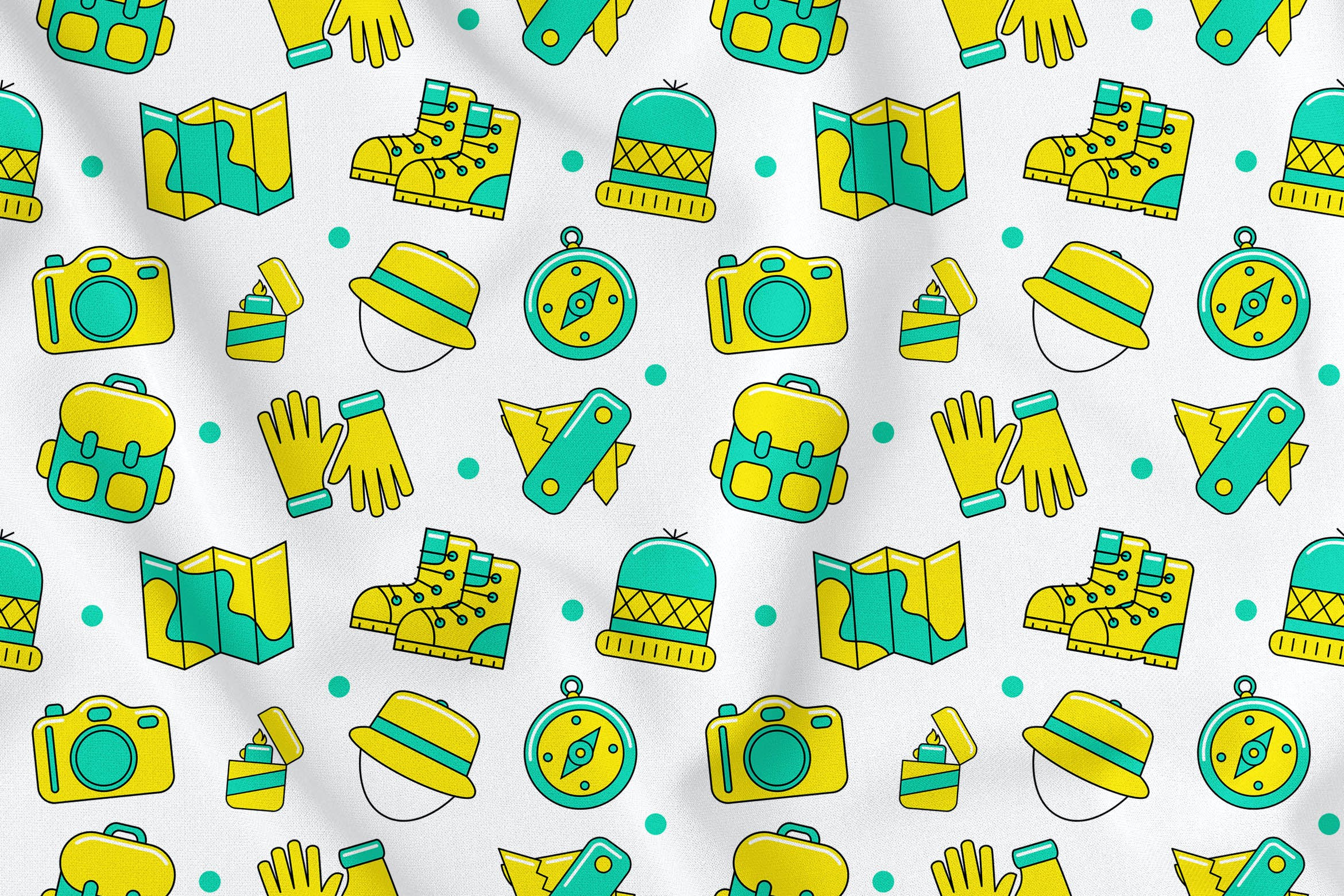 露营野营元素无缝图案背景素材v1 Camping Seamless Pattern Vol. 1