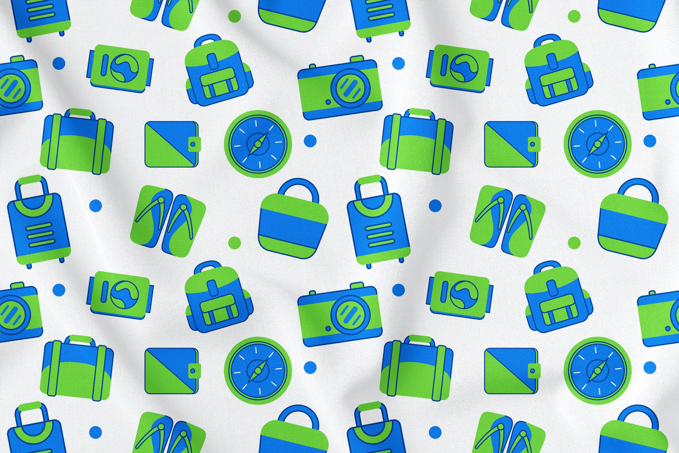 旅行元素无缝图案背景素材v1 Travel Seamless Pattern Vol. 1
