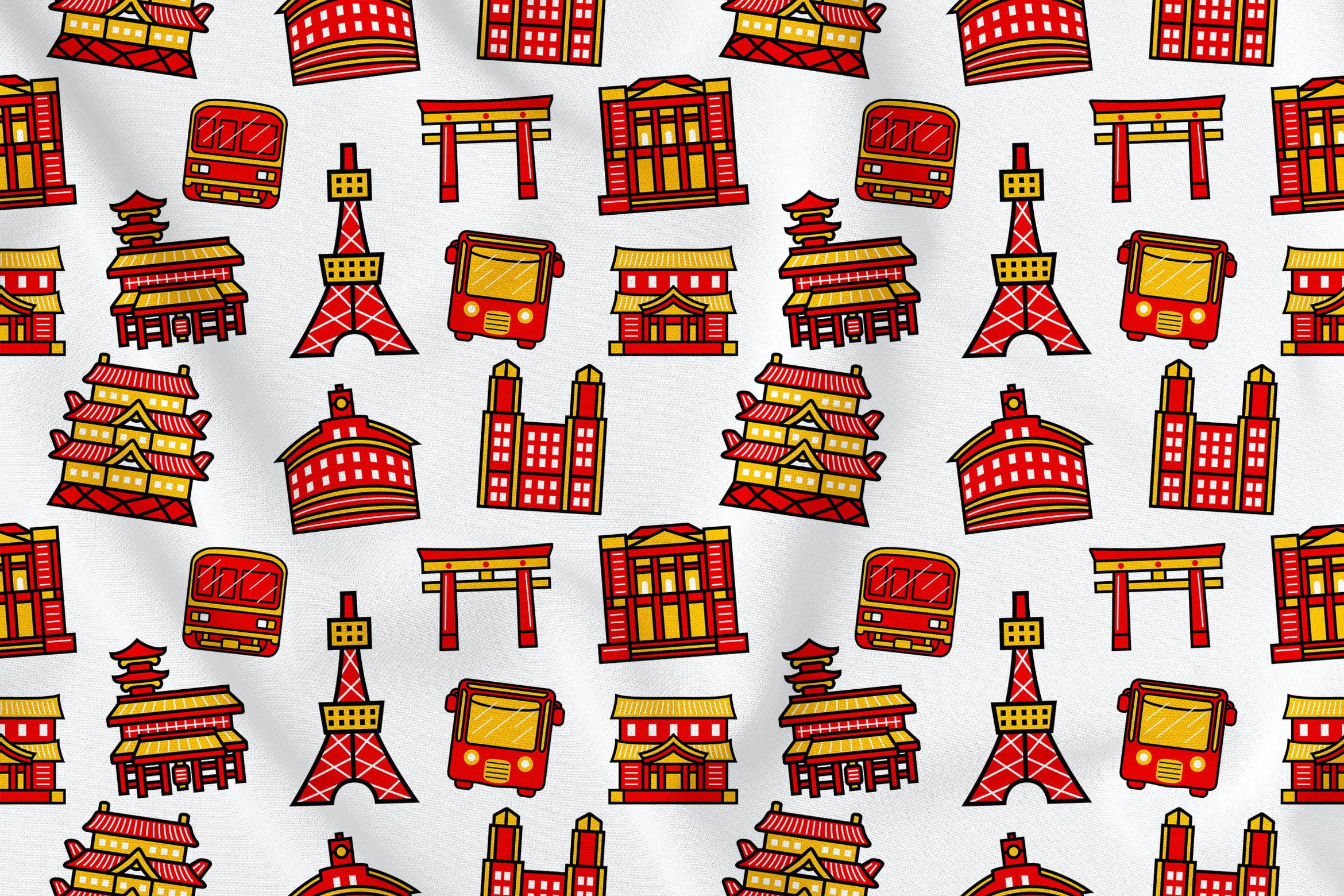 东京城市元素无缝图案背景素材v1 Tokyo City Seamless Pattern Vol. 1