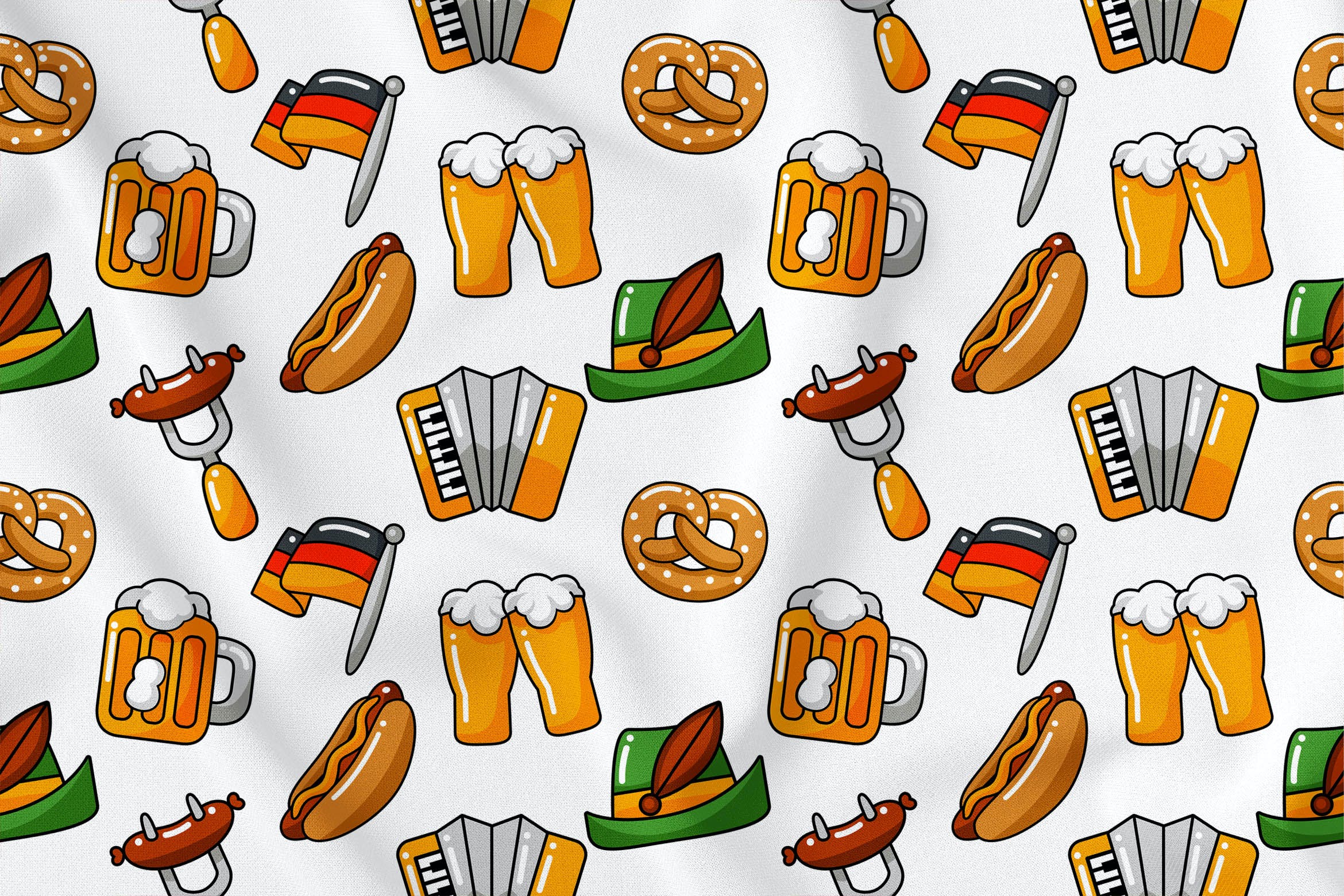 慕尼黑啤酒节元素无缝图案背景素材v1 Oktoberfest Seamless Pattern Vol. 1