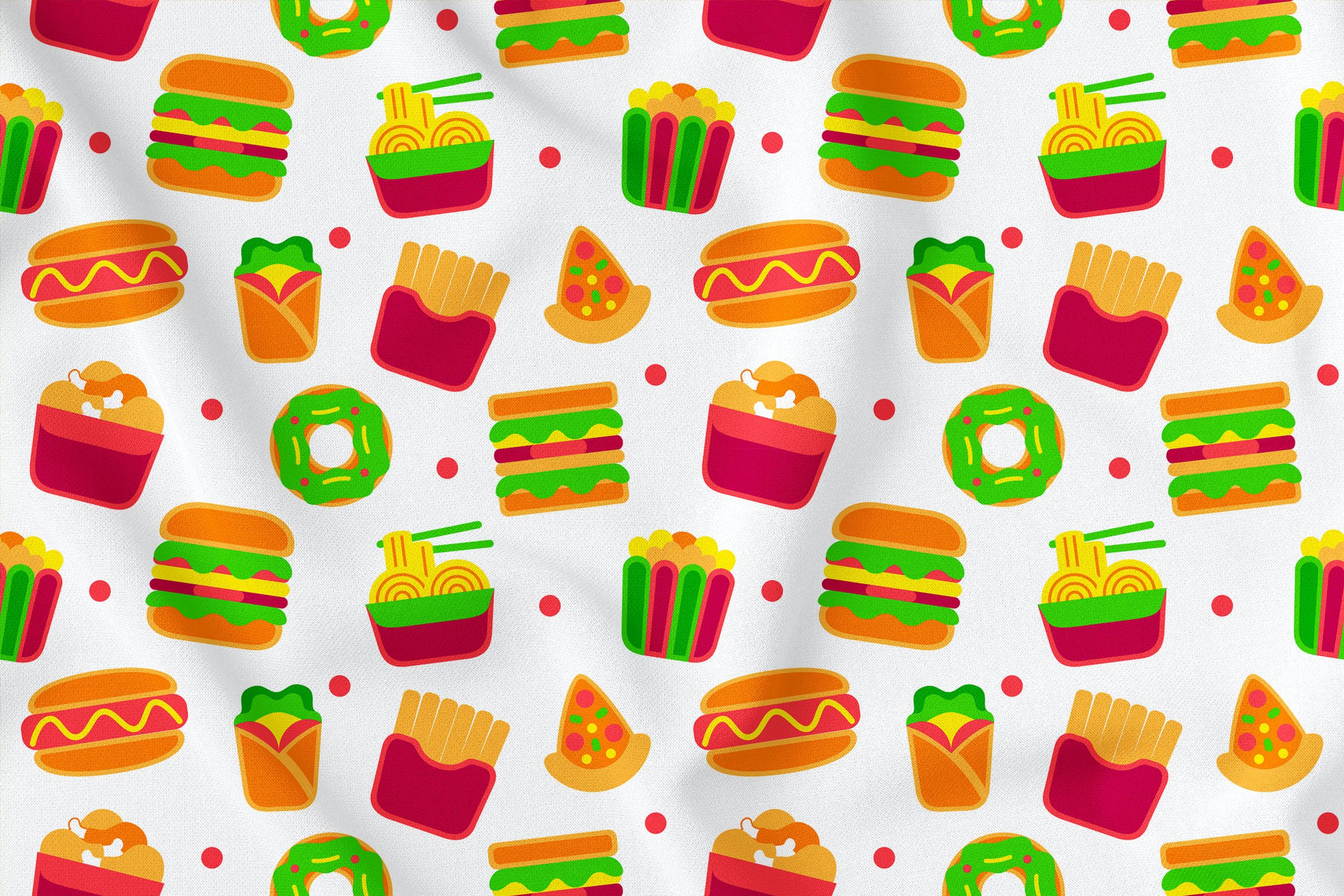 快餐食品元素无缝图案背景素材v1 Fastfood Seamless Pattern Vol. 1