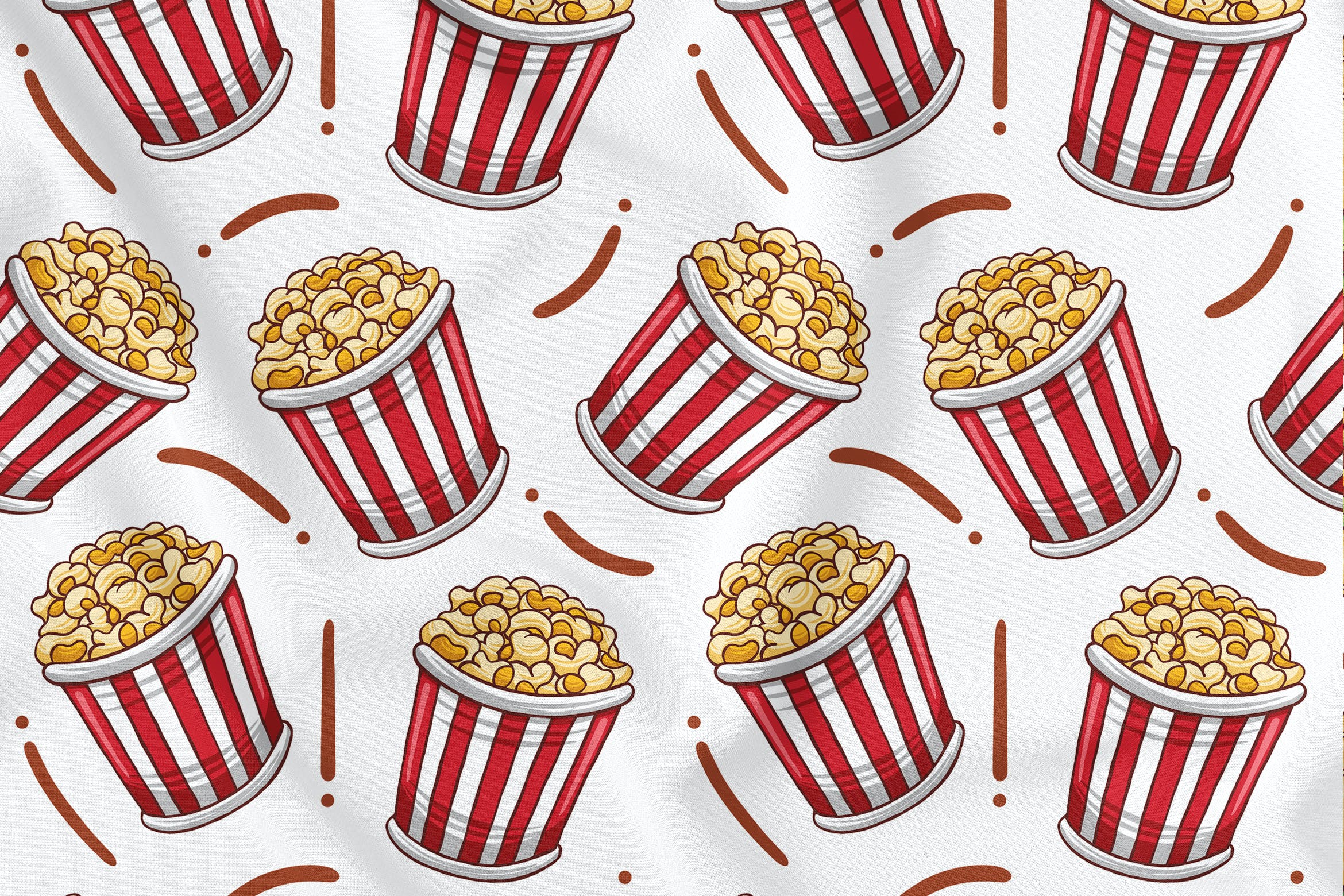 爆米花元素无缝图案背景素材 Popcorn Seamless Pattern
