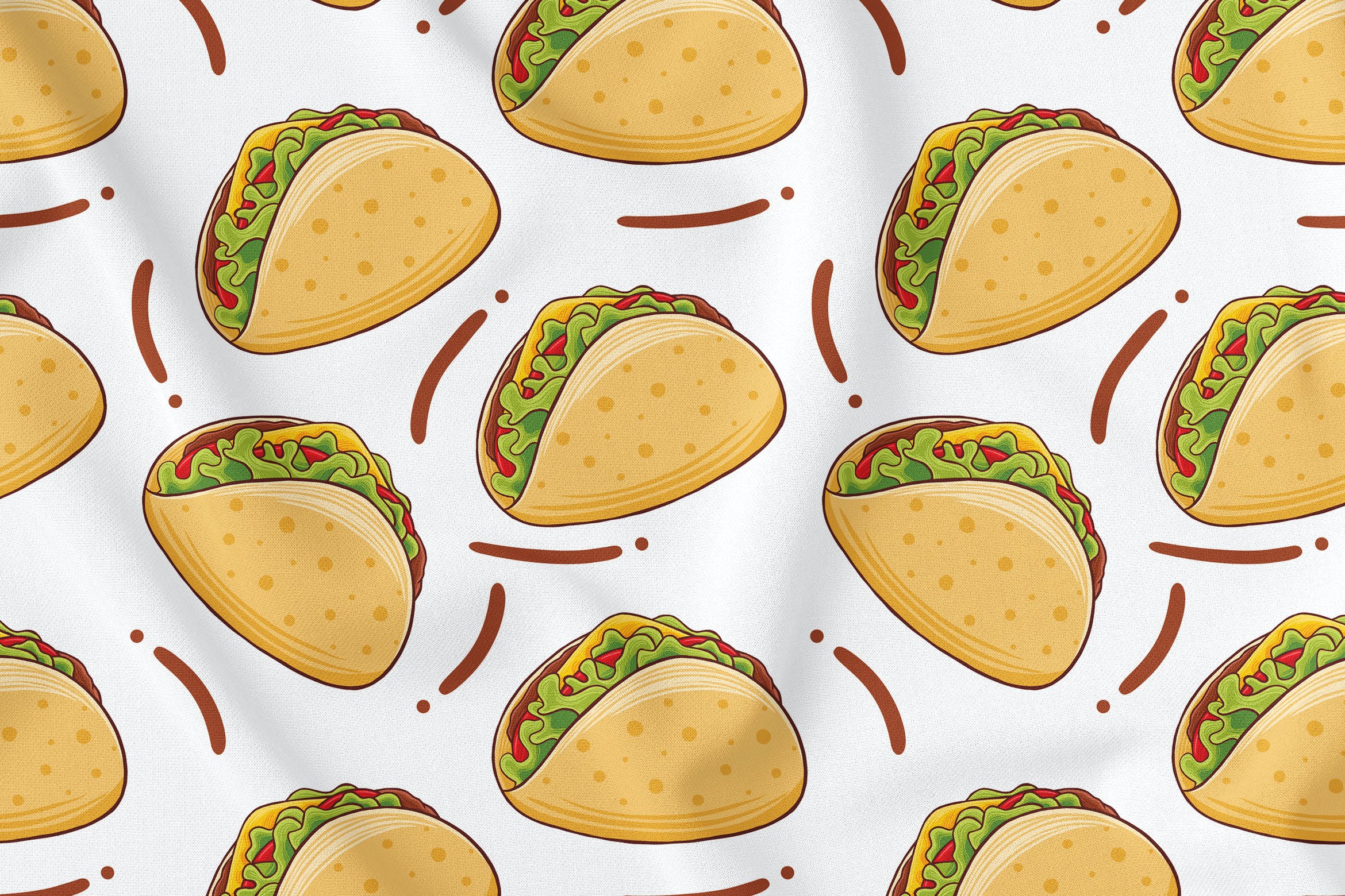 墨西哥卷饼元素无缝图案背景素材 Taco Seamless Pattern