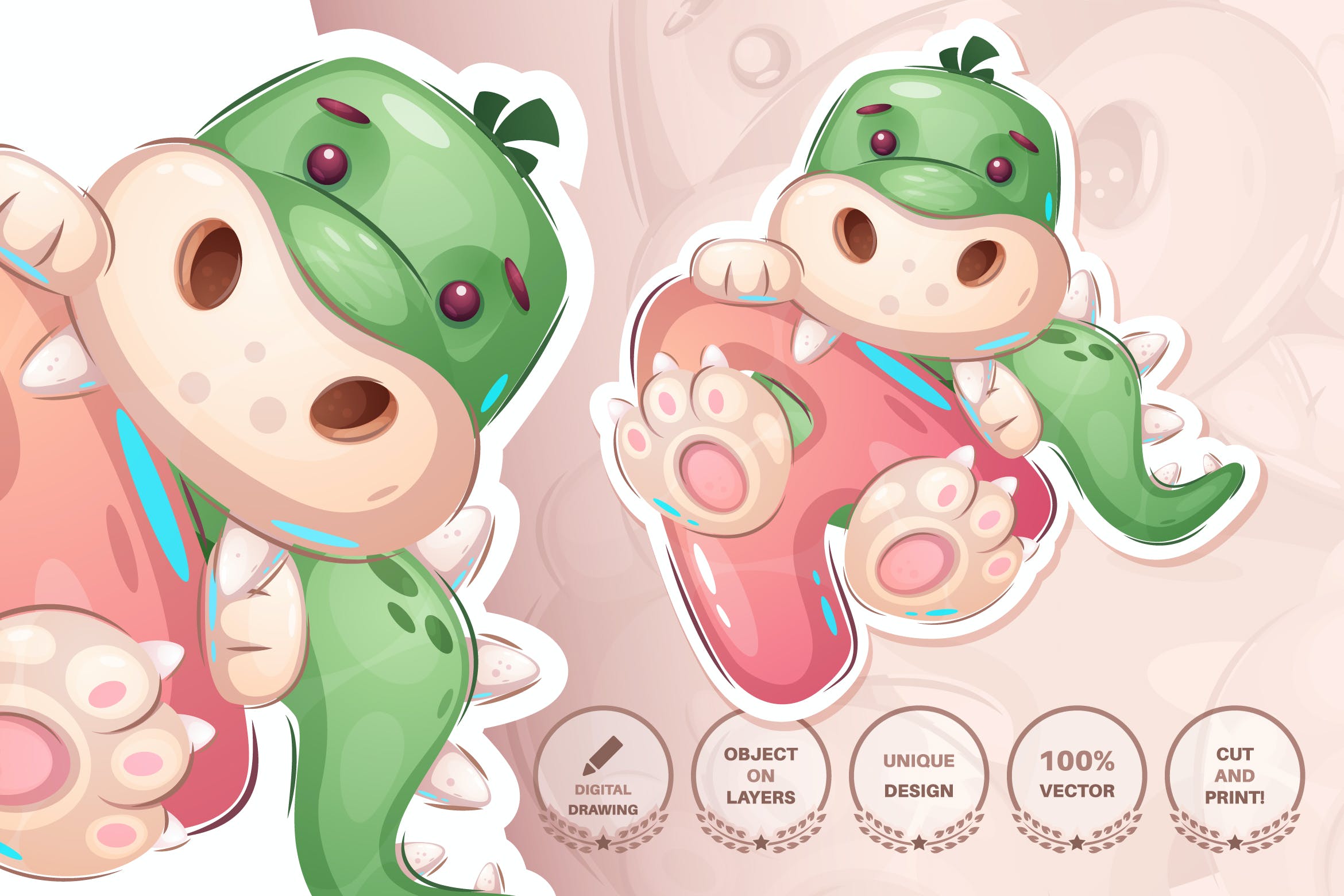 字母A元素鳄鱼动物无缝图案背景素材 Alligator with letter A – seamless pattern