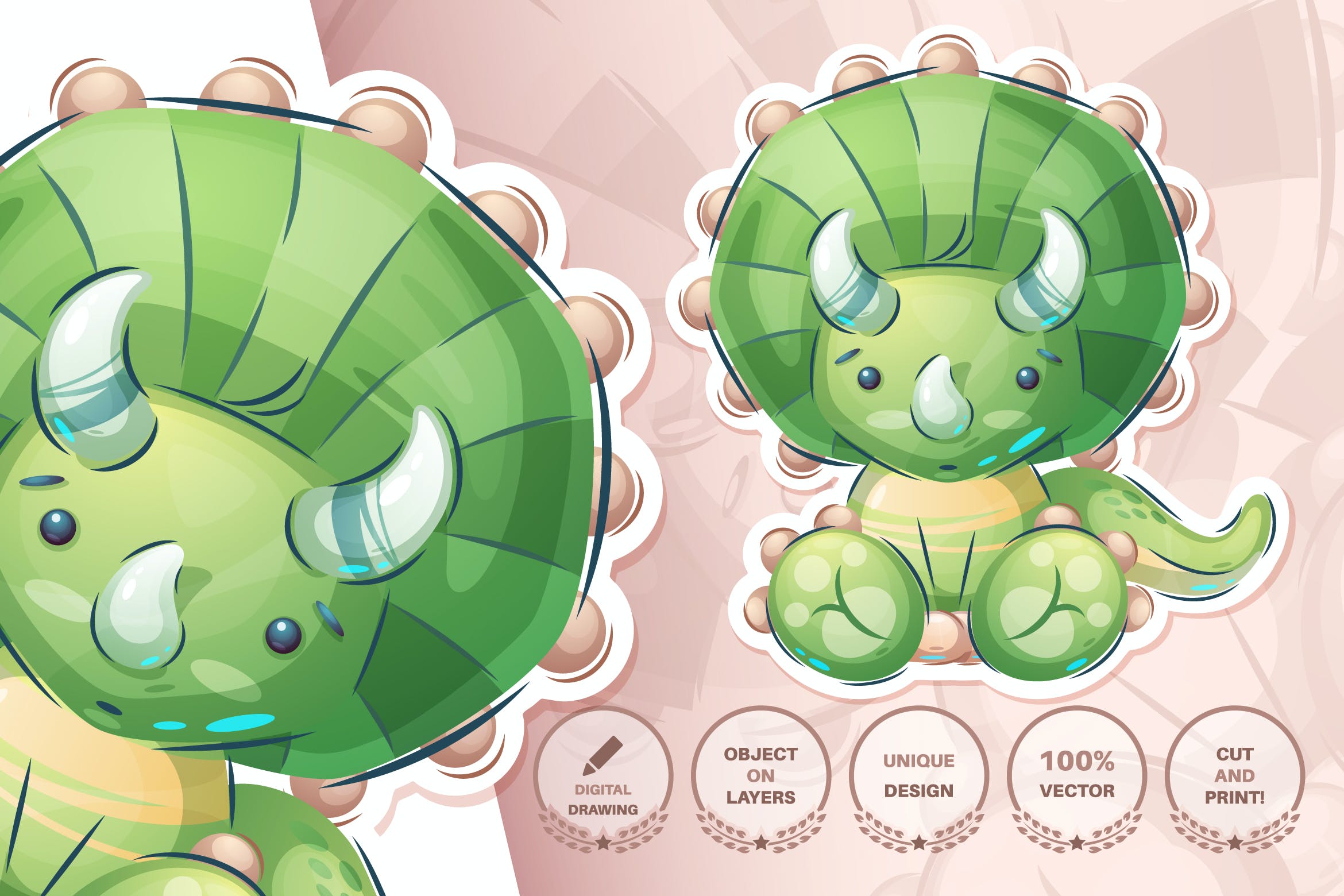 可爱泰迪熊无缝图案背景素材 Cute teddy dino – seamless pattern