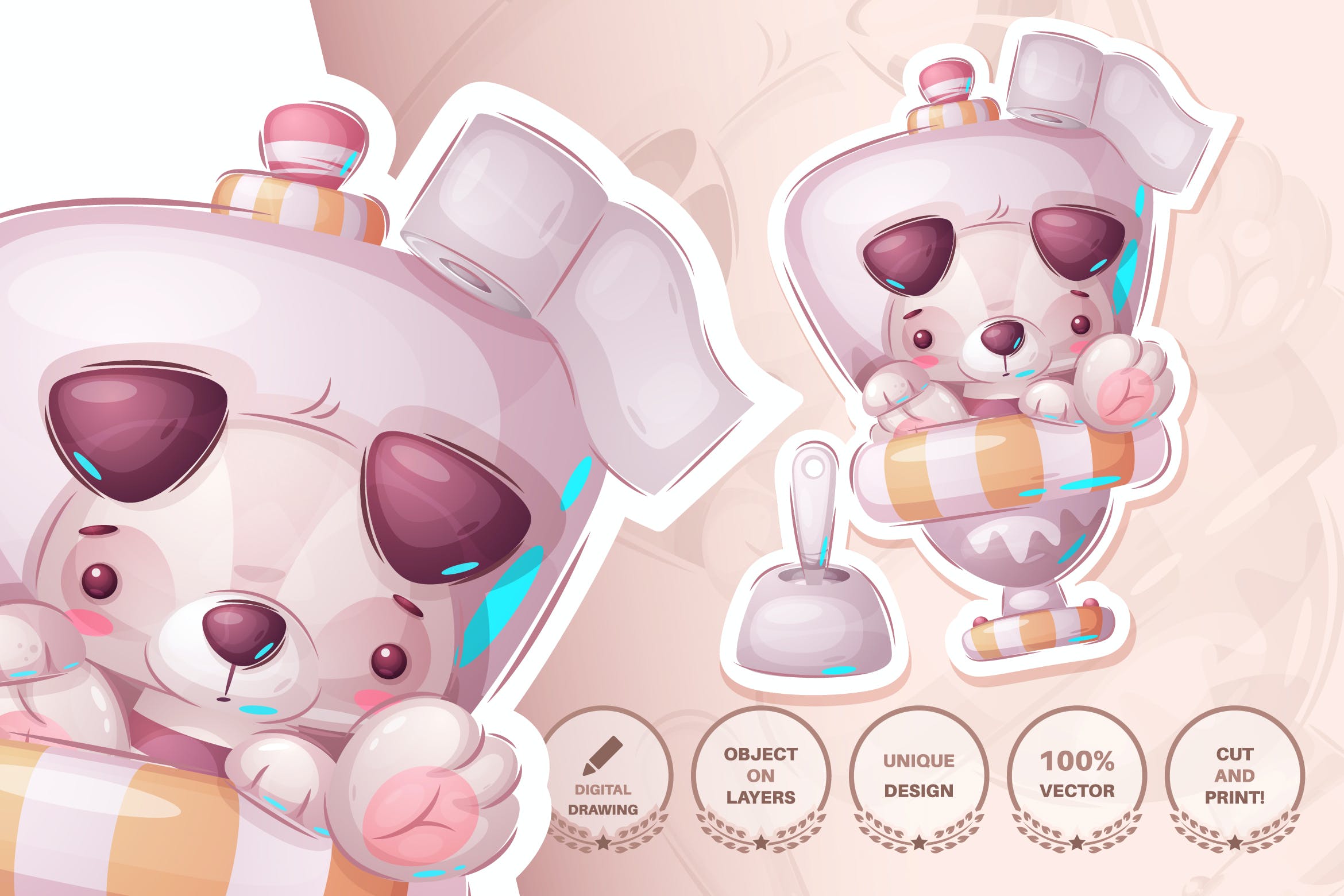 厕所小狗动物无缝图案背景素材 Dog in the toilet – seamless pattern