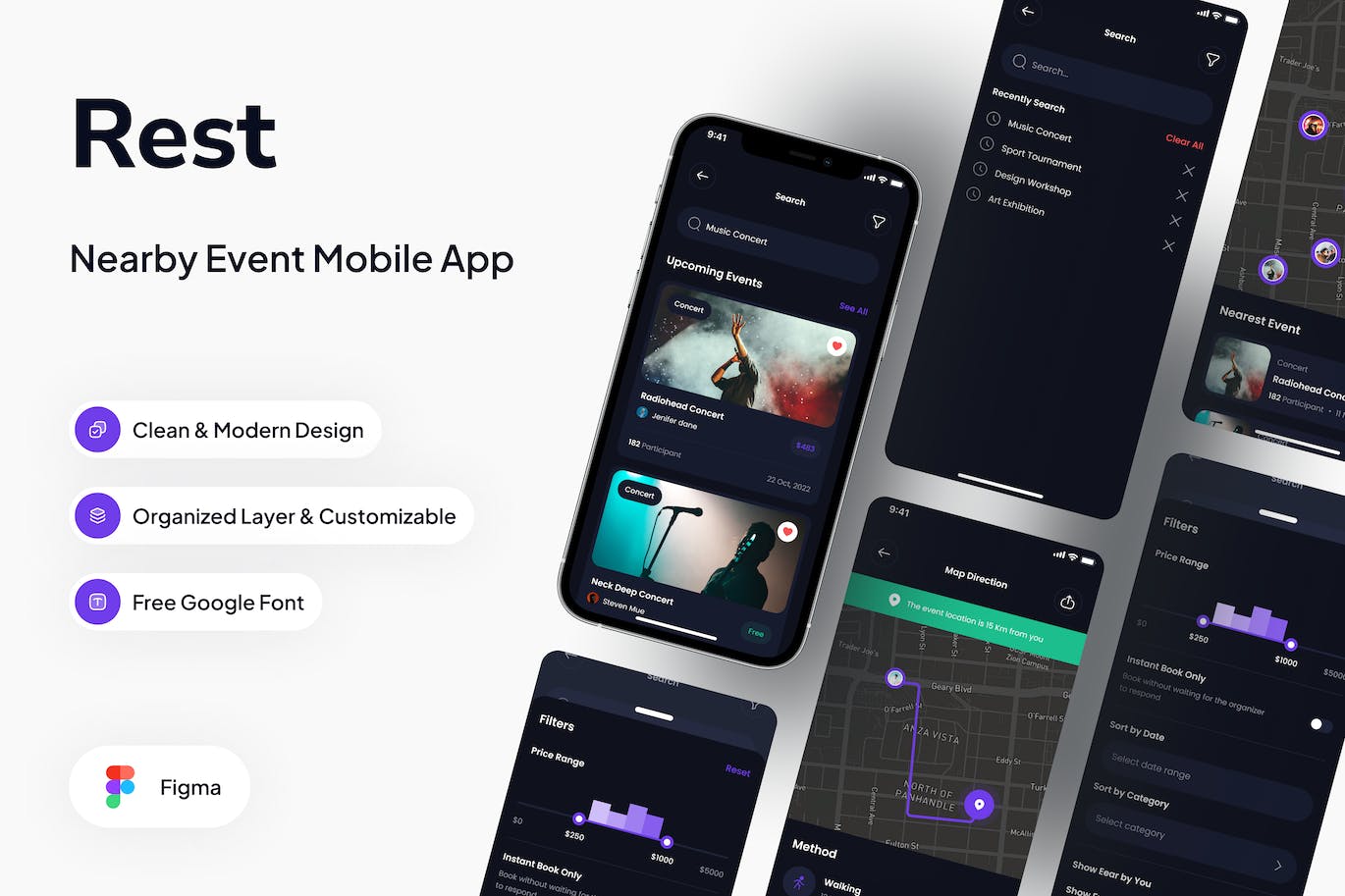 搜索资讯暗模式 App UI Kit