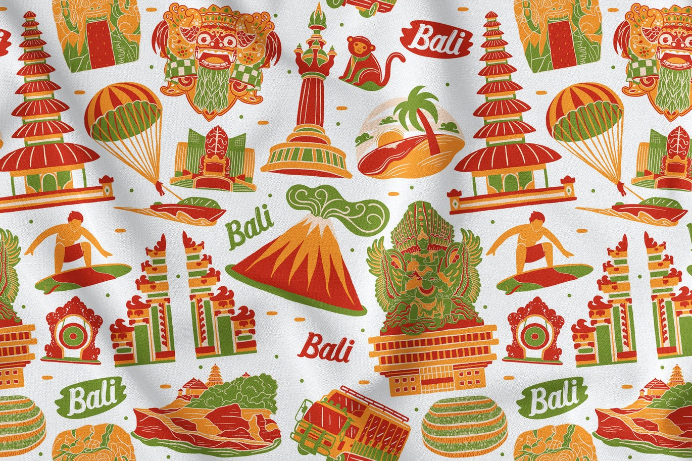 巴厘岛元素无缝图案背景素材 Bali Seamless Patten