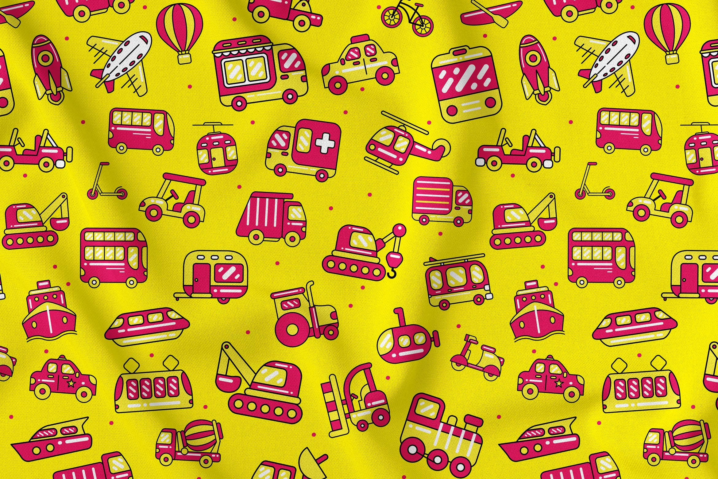 交通工具元素无缝图案背景素材v2 Transport Seamless Pattern
