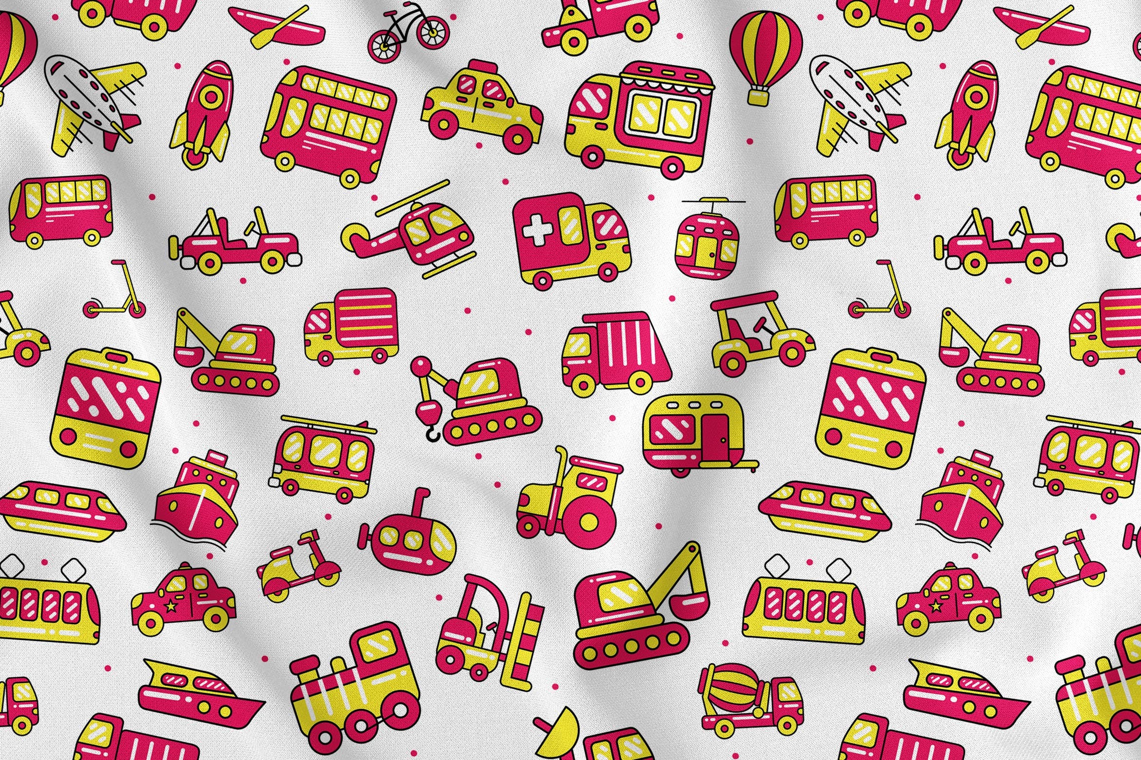 交通工具元素无缝图案背景素材 Transport Seamless Pattern