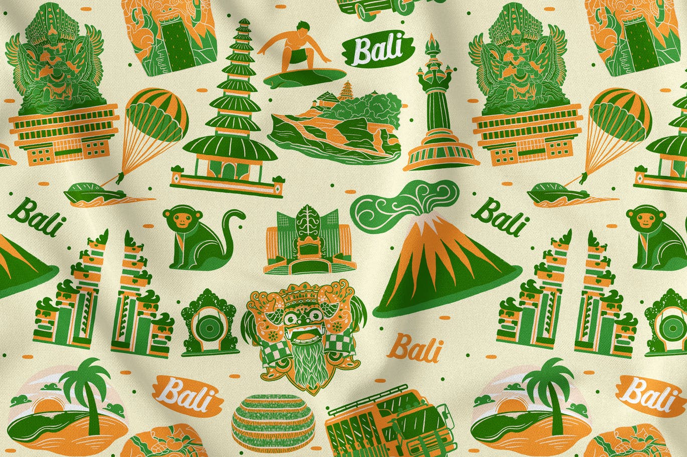 巴厘岛元素无缝图案背景素材v3 Bali Seamless Pattern