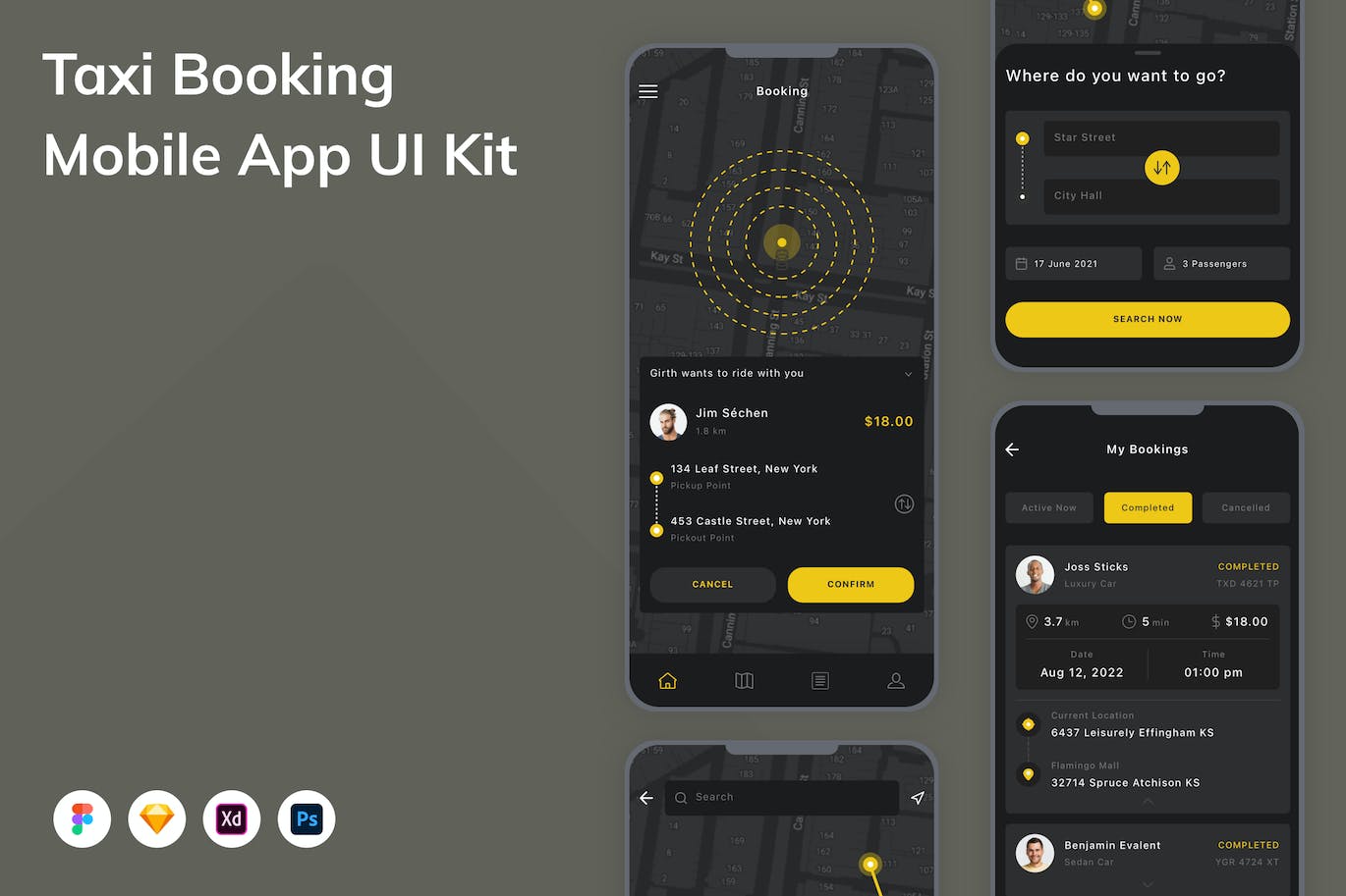 出租车预订移动应用APP UI KIT