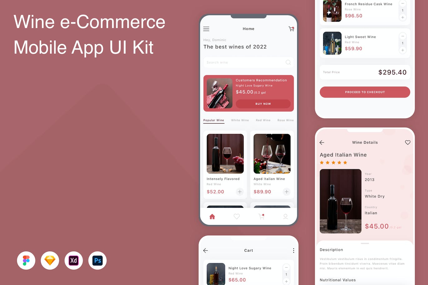 葡萄酒电商手机应用APP UI KIT