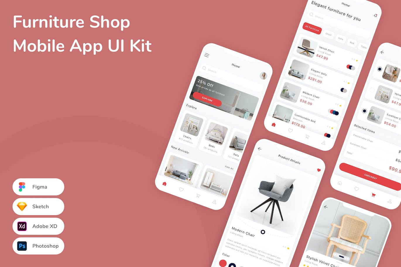 家具电商移动应用APP UI KIT