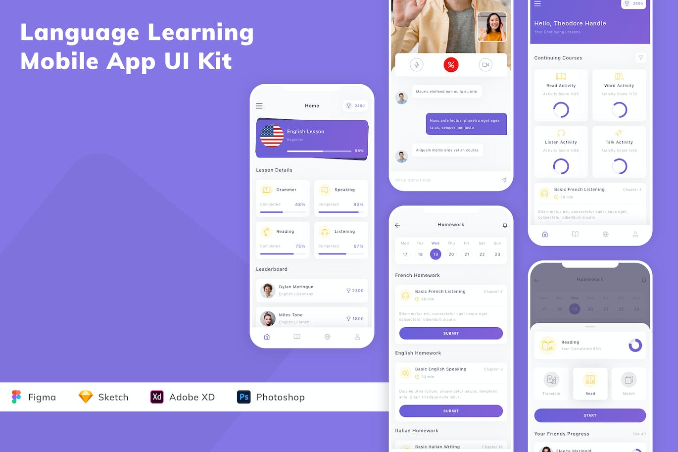 语言学习移动应用APP UI KIT