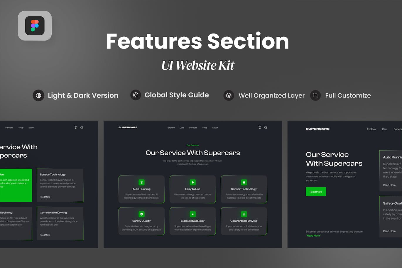 汽车服务-功能部分网站UI模板