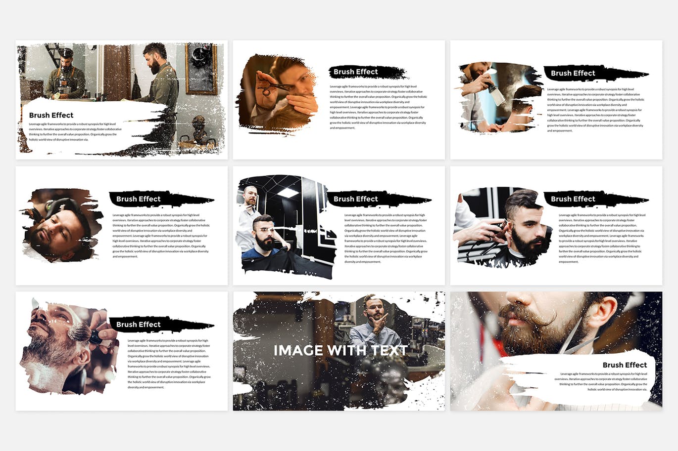笔刷效果的酷炫设计PPT模板[PPTX]