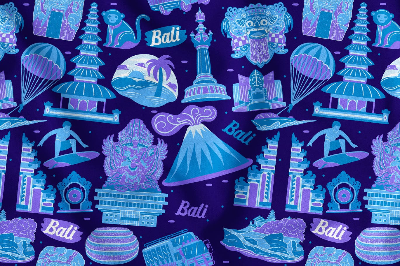 巴厘岛元素无缝图案背景素材v2 Bali Seamless Pattern