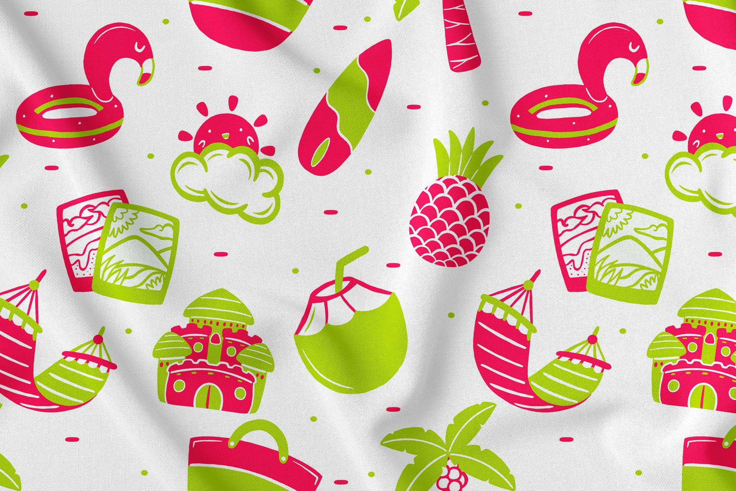 夏季元素无缝图案背景素材v3 Summer Seamless Pattern