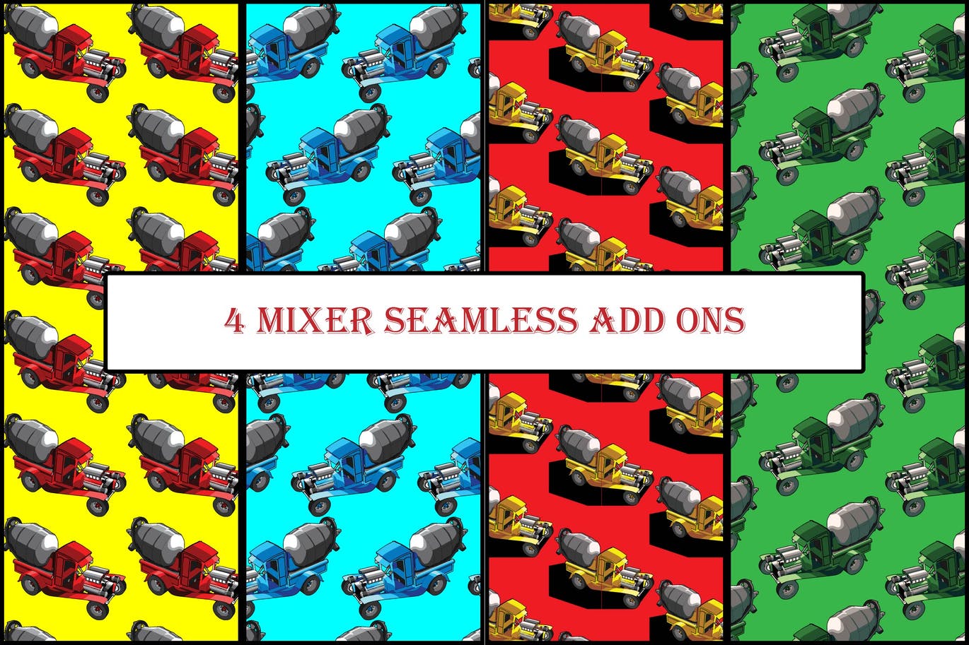4款无缝汽车元素背景图素材 4 Mixer seamless add ons