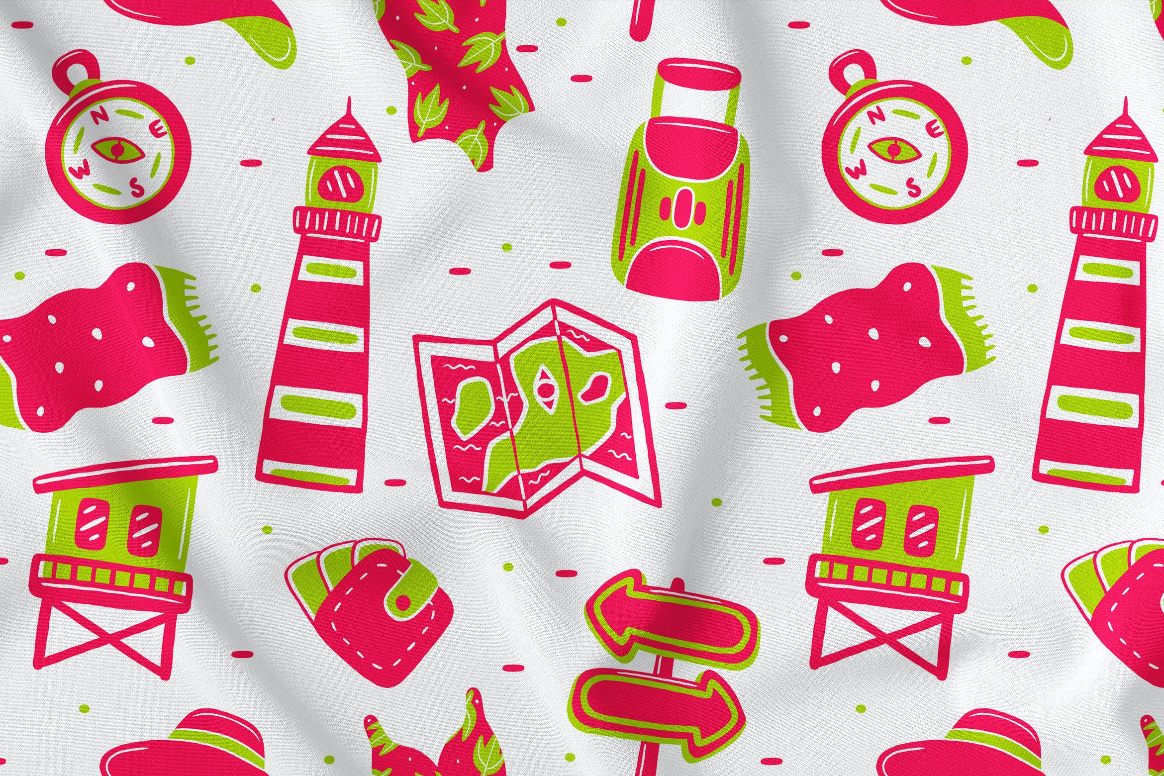 夏季元素无缝图案背景素材 Summer Seamless Pattern