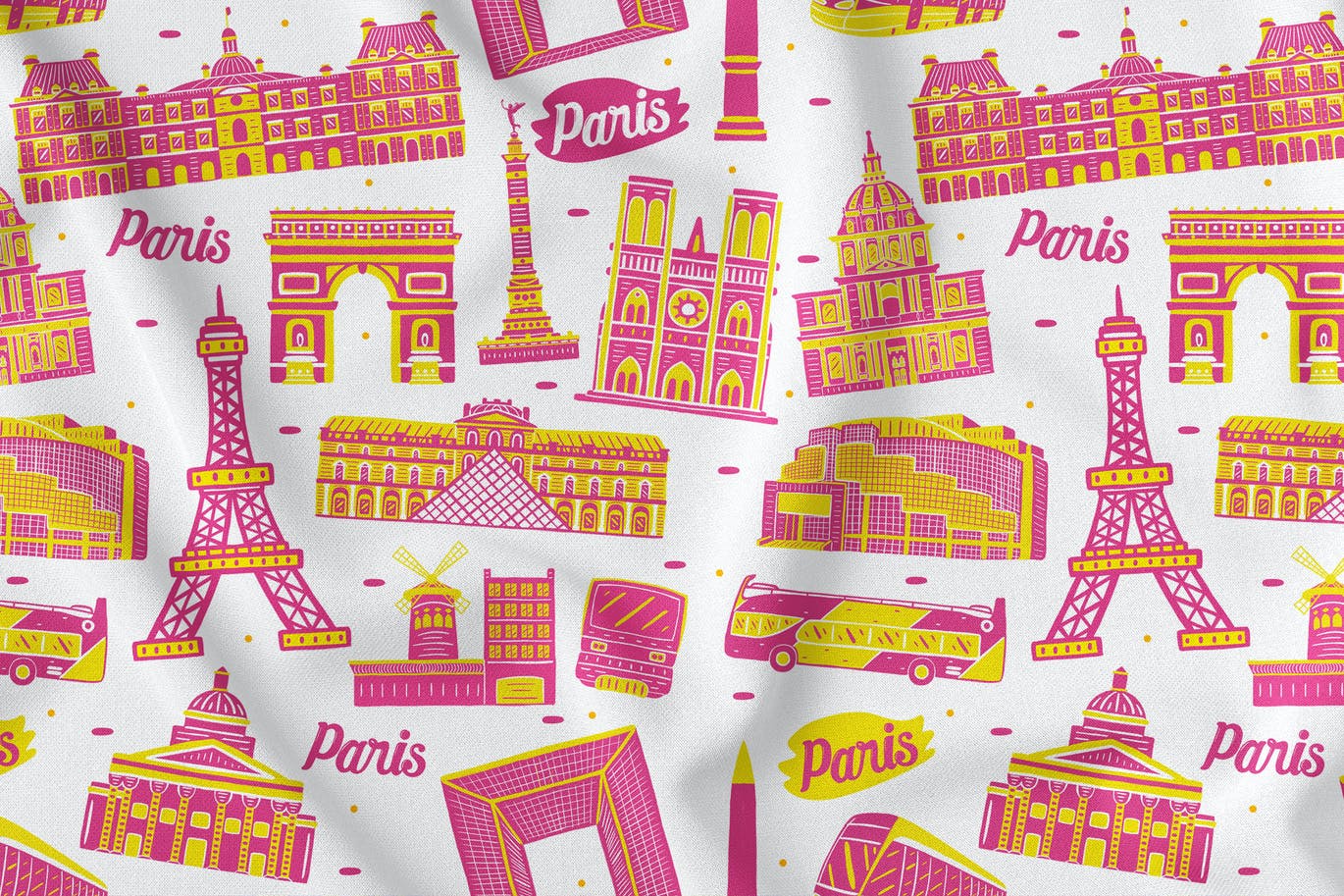 法国巴黎元素无缝图案背景素材v2 Paris Seamless Pattern