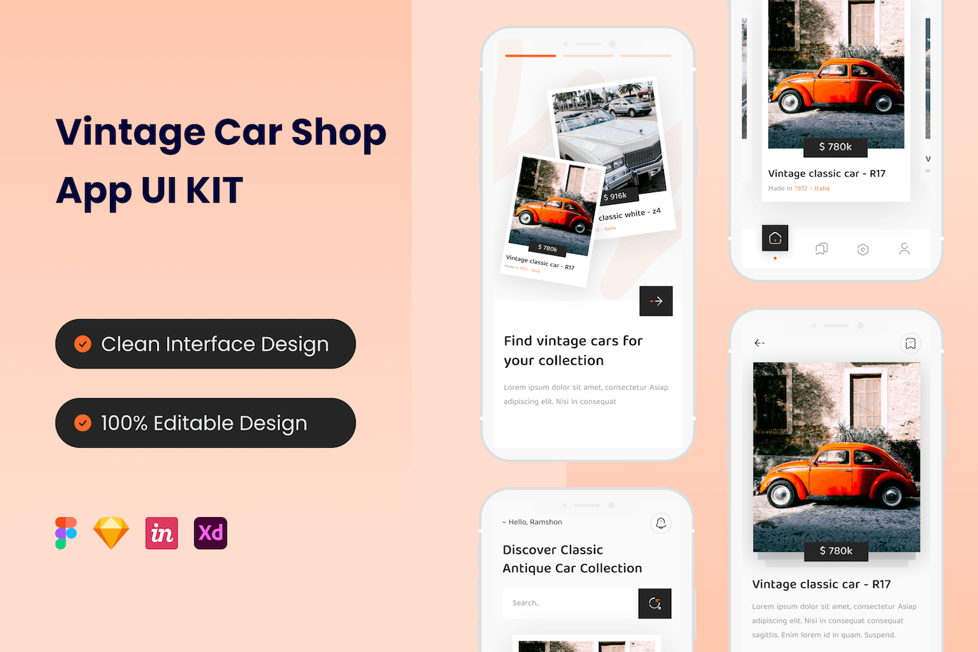 虚拟汽车商店移动应用 APP UI KIT