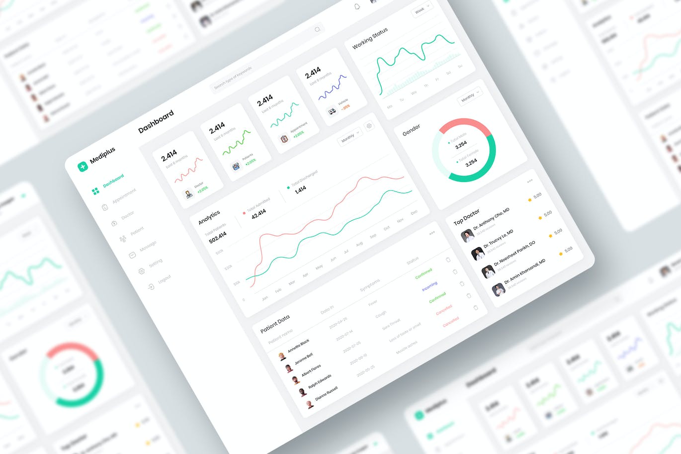 健康后台网页仪表盘UI模版