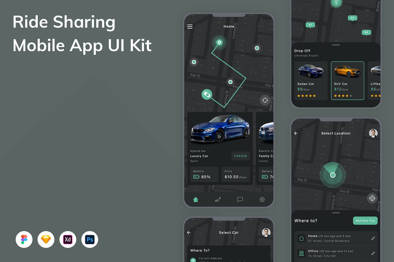 骑乘共享移动应用APP UI KIT