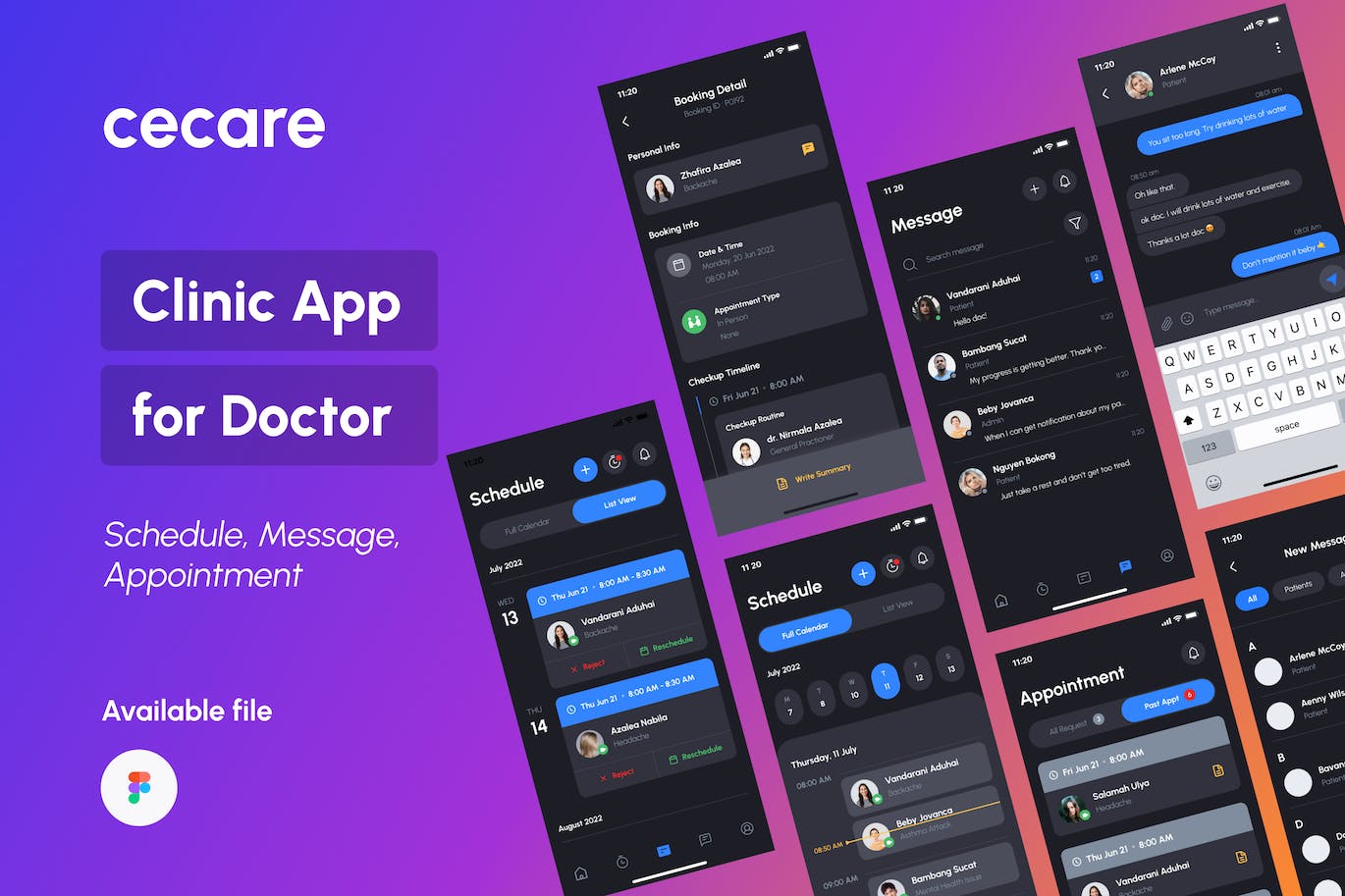 诊所应用程序计划、预约、消息APP UI KIT
