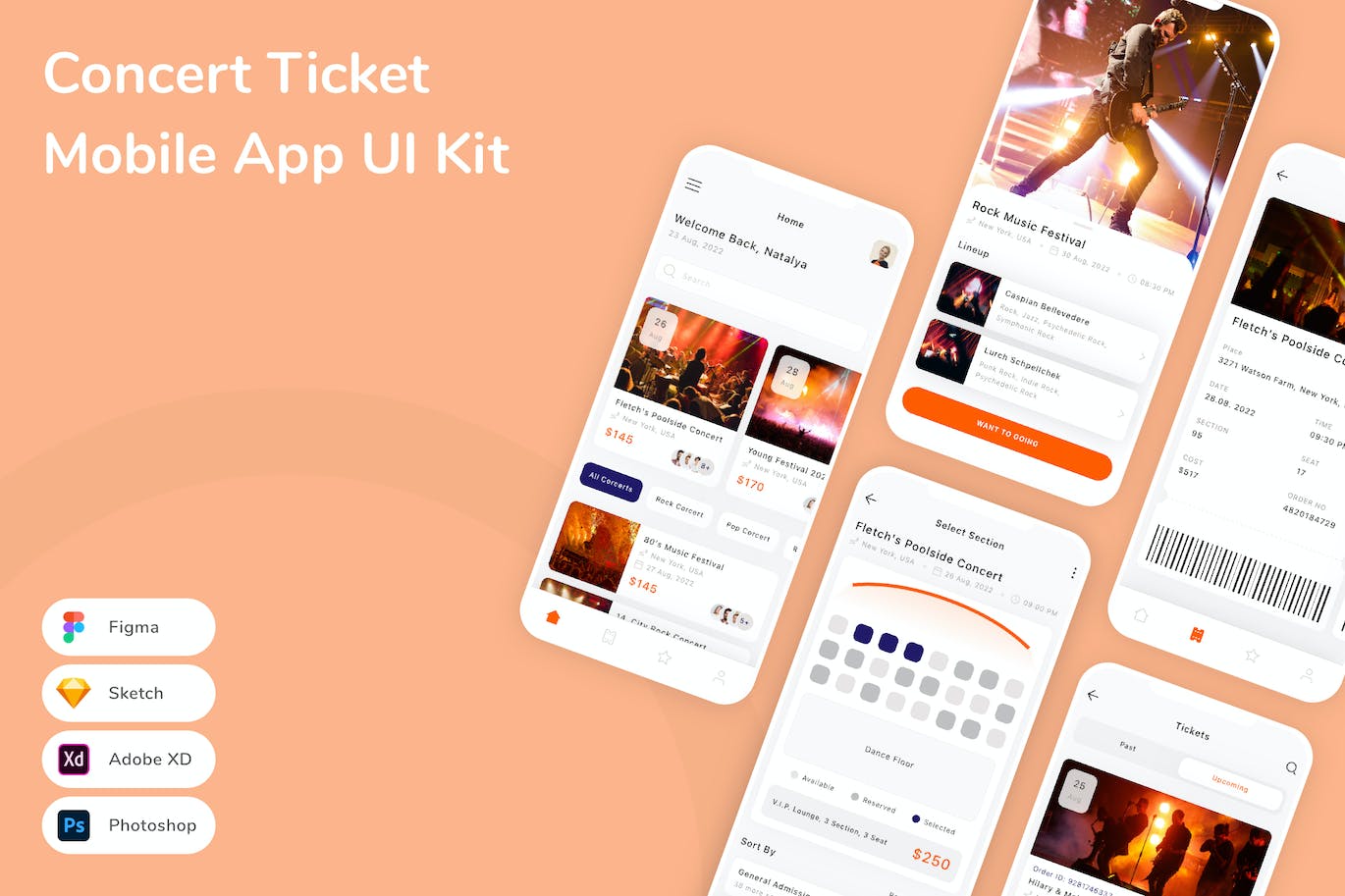 音乐会门票移动应用APP UI KIT