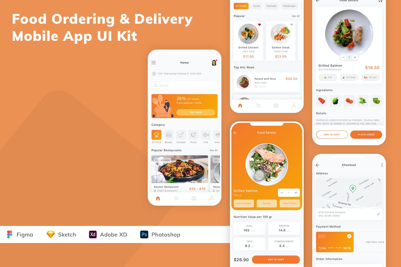 食品订购和配送移动应用  APP UI KIT