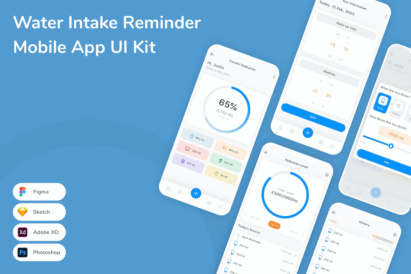 取水提醒手机应用APP UI KIT