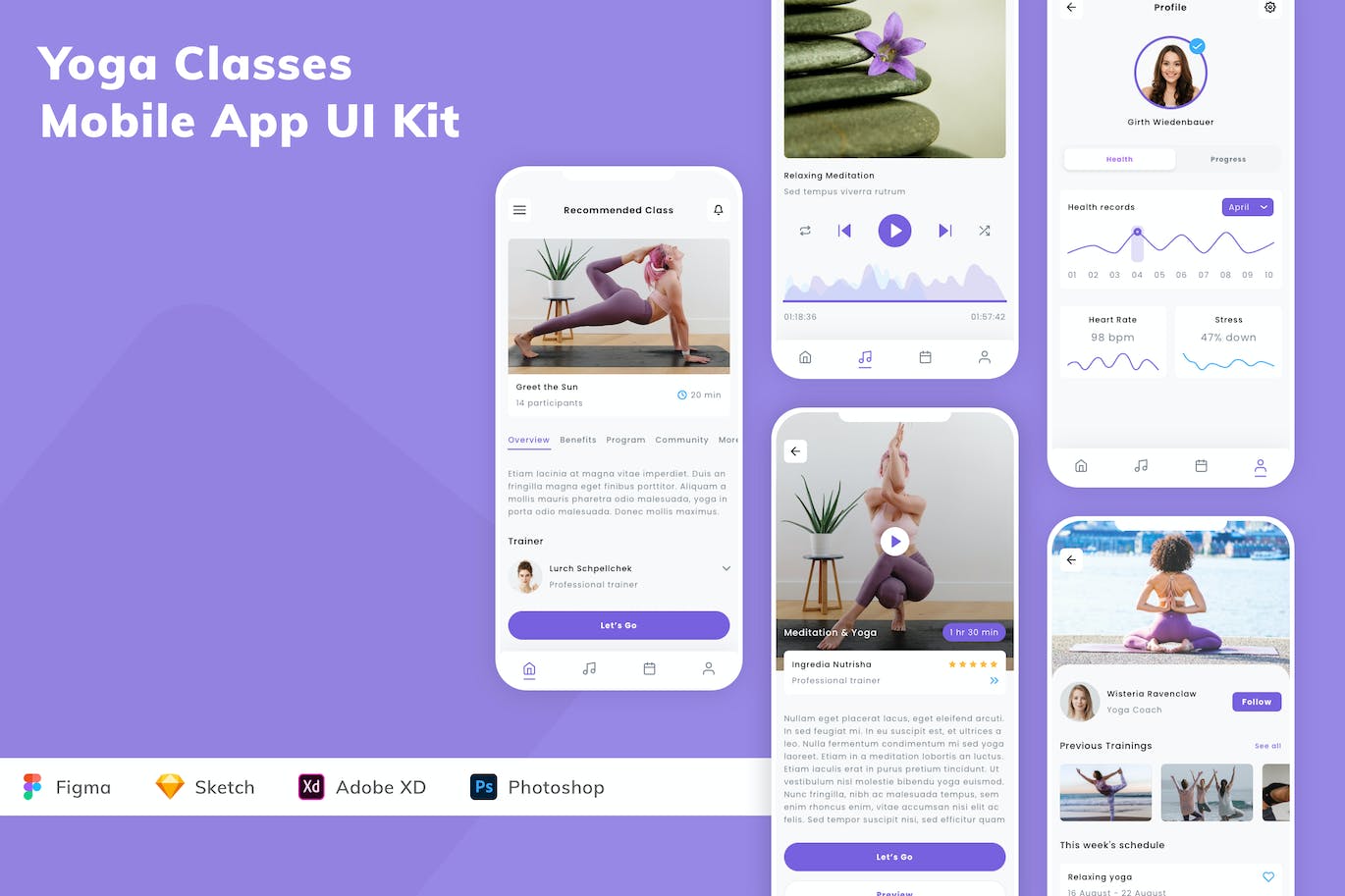 瑜伽课程移动应用APP UI KIT