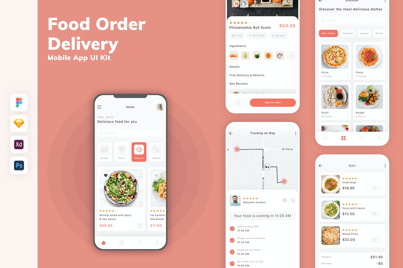 食品订购和配送移动应用APP UI KIT