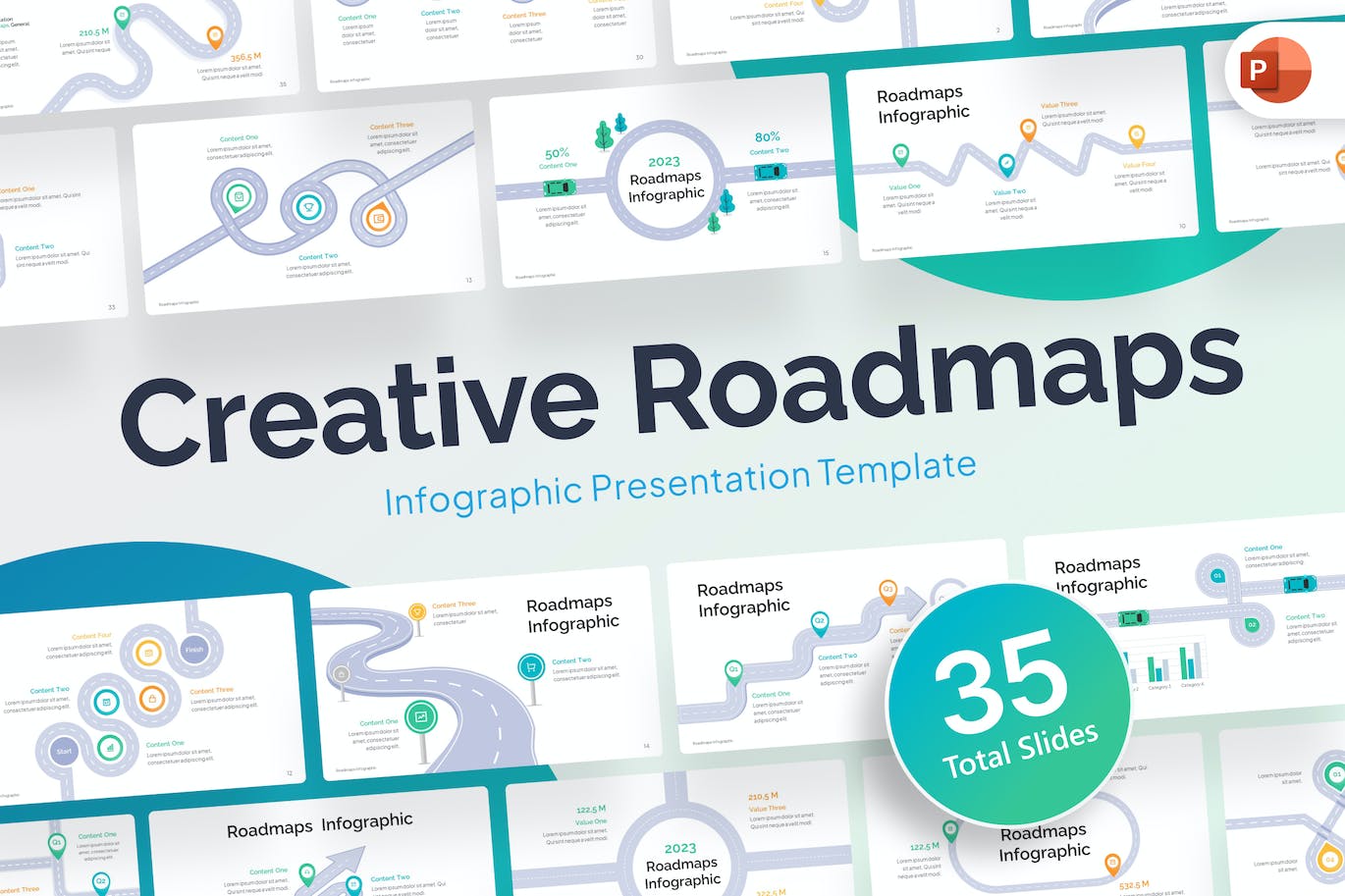 创意路线图信息图表ppt模板