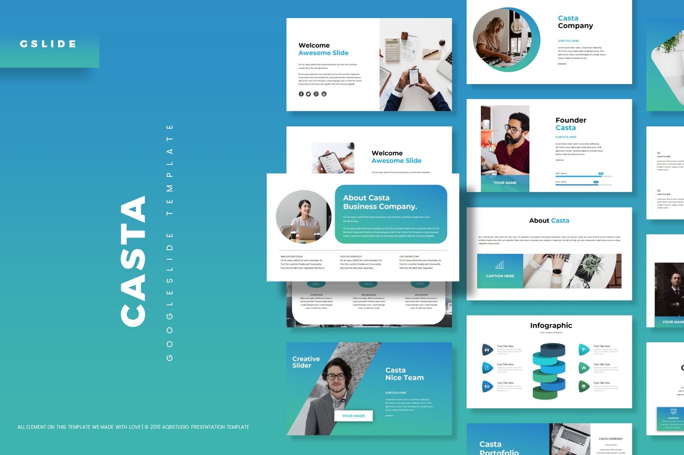 时尚高端多用途的高品质简约Google Slides谷歌幻灯片演示模板（pptx）