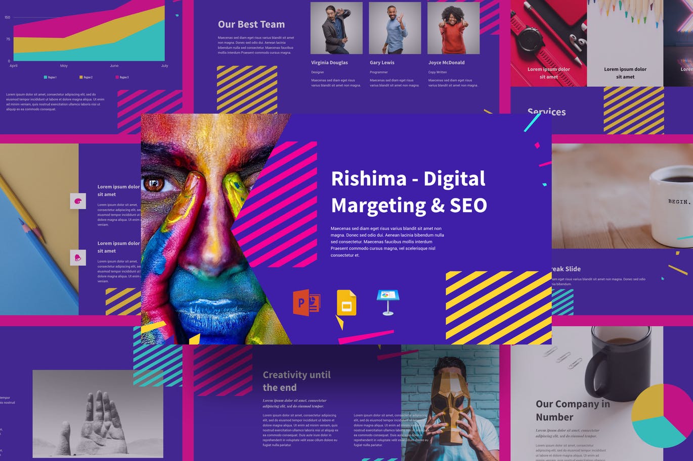 时尚高端绚丽的多用途的高品质数字营销SEO演示powerpoint幻灯片设计模板（pptx&key）