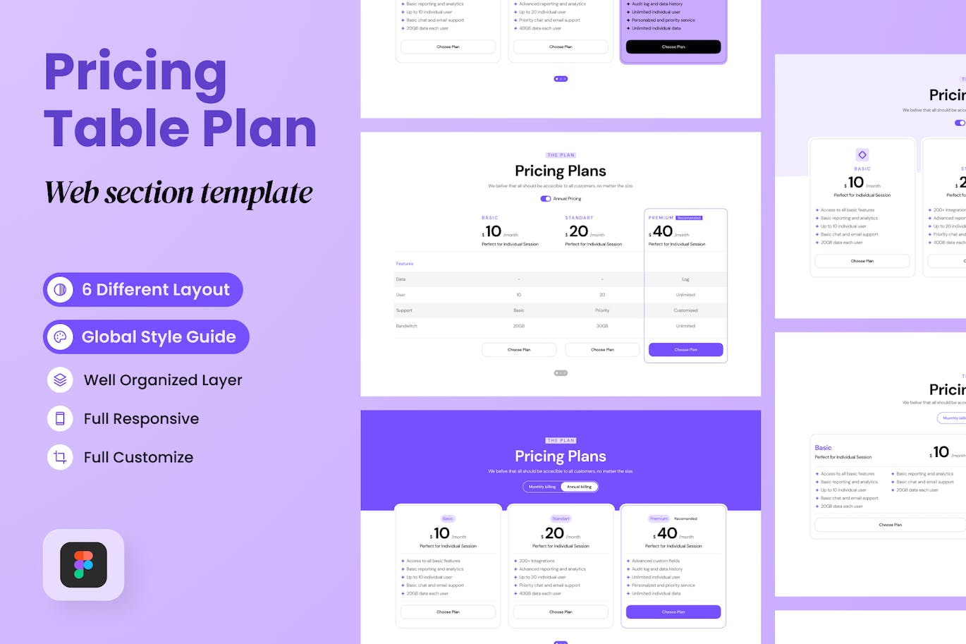定价表计划-Web部分模板App UI Kit