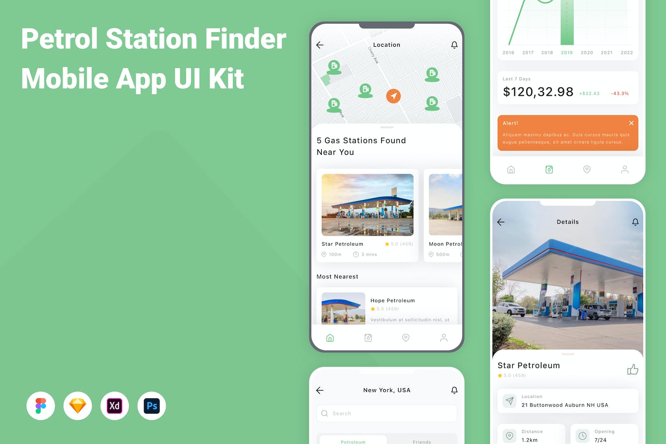 加油站查找 App UI Kit
