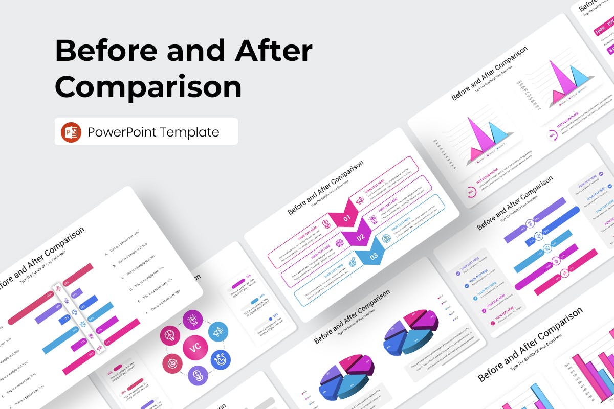 前后对比图表ppt模板